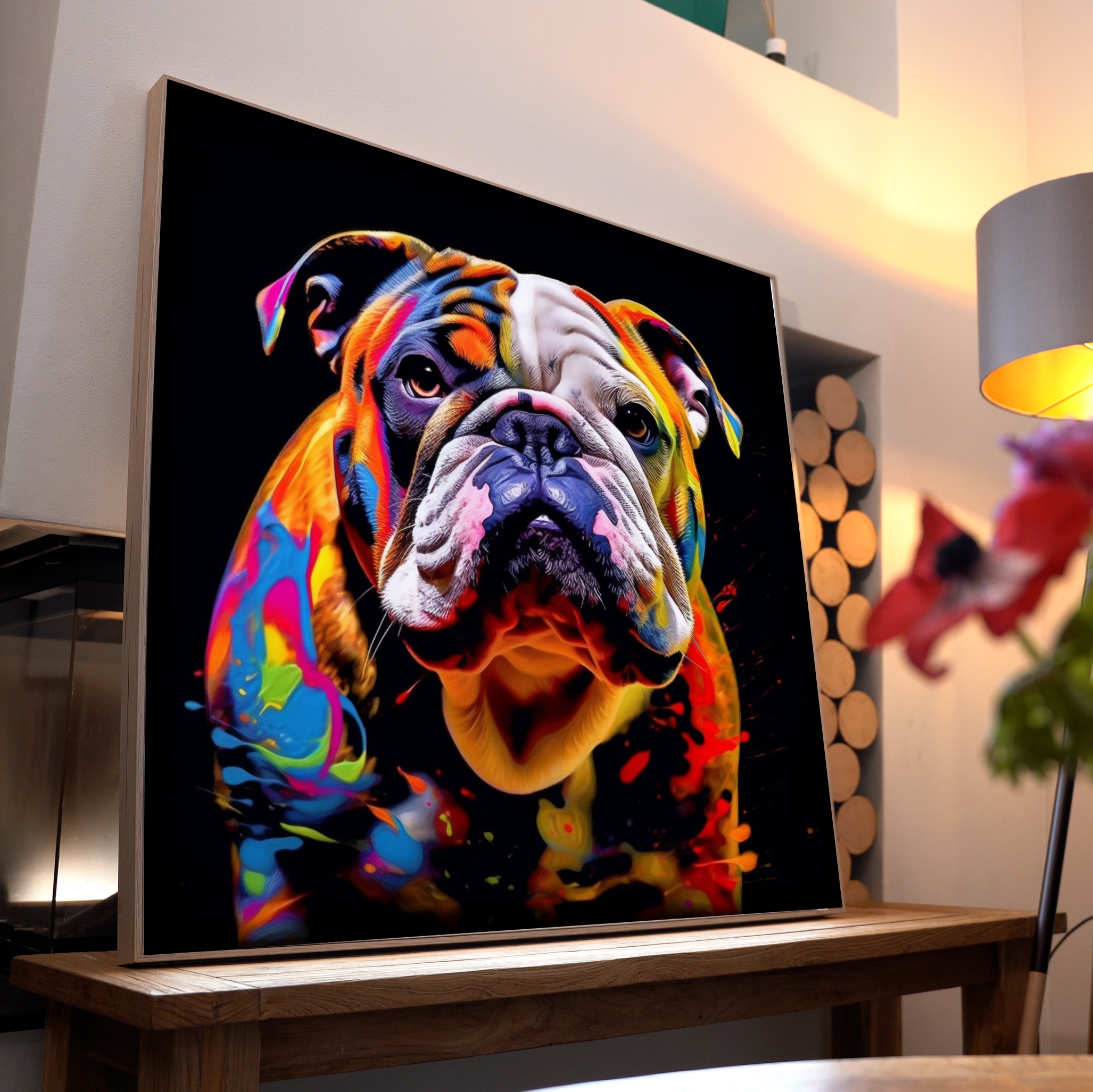 Bulldogge Abstrakte Farben | LED Bild