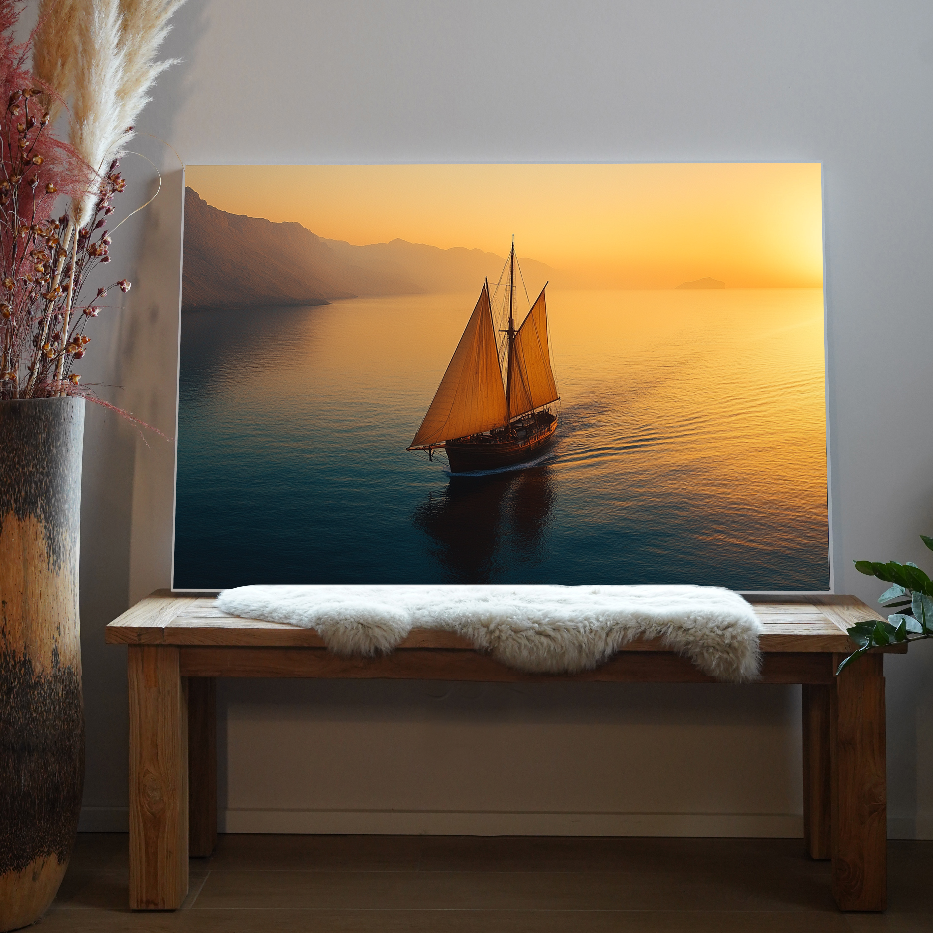 Segelschiff im Sonnenuntergang 2 | LED Bild