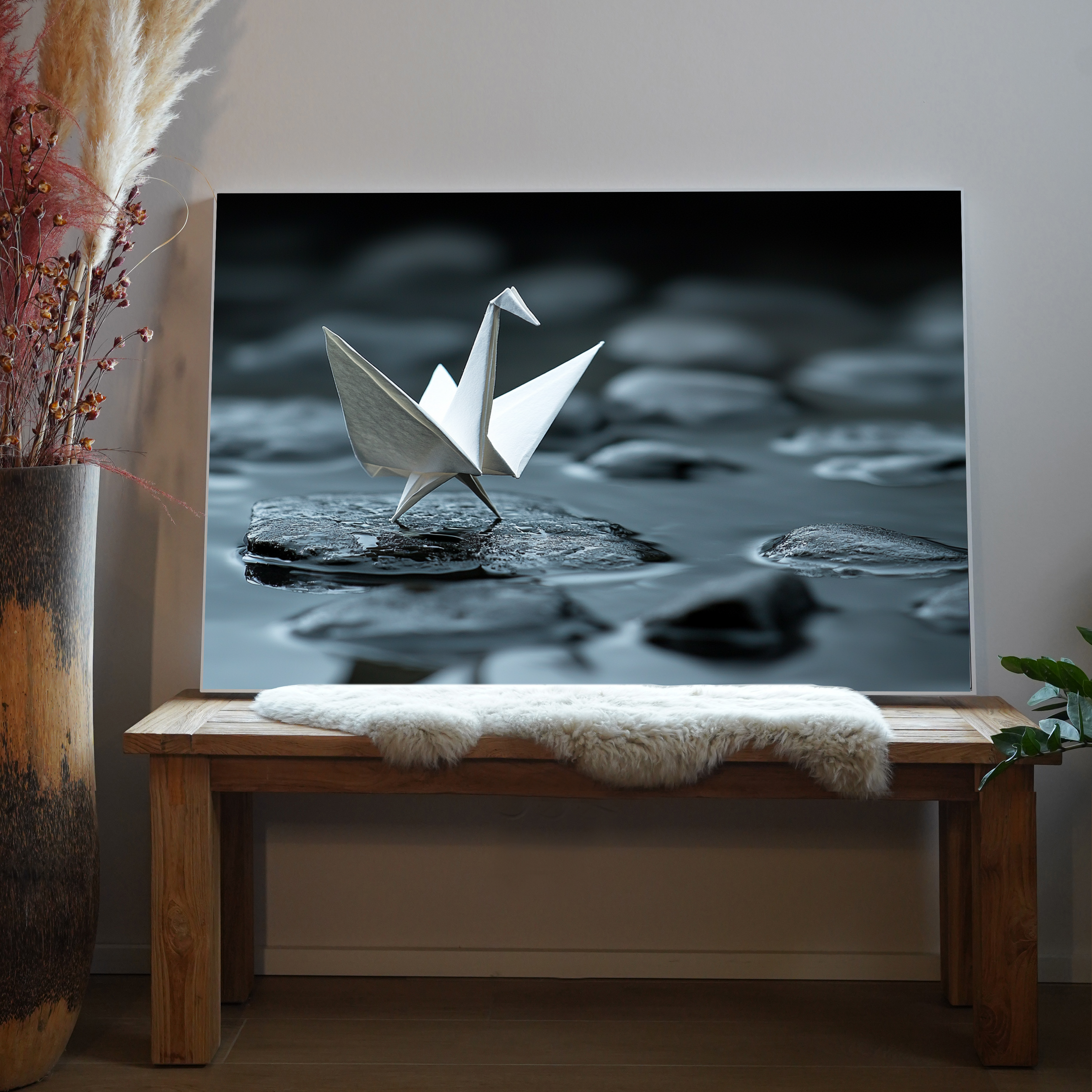 Origami in Pfütze 3 | LED Bild