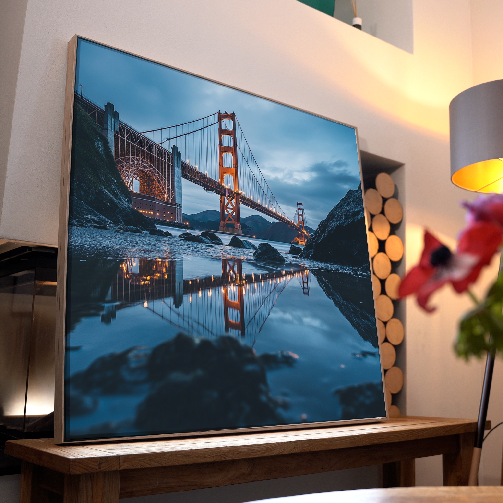 Rote Brücke Spiegelung | LED Bild