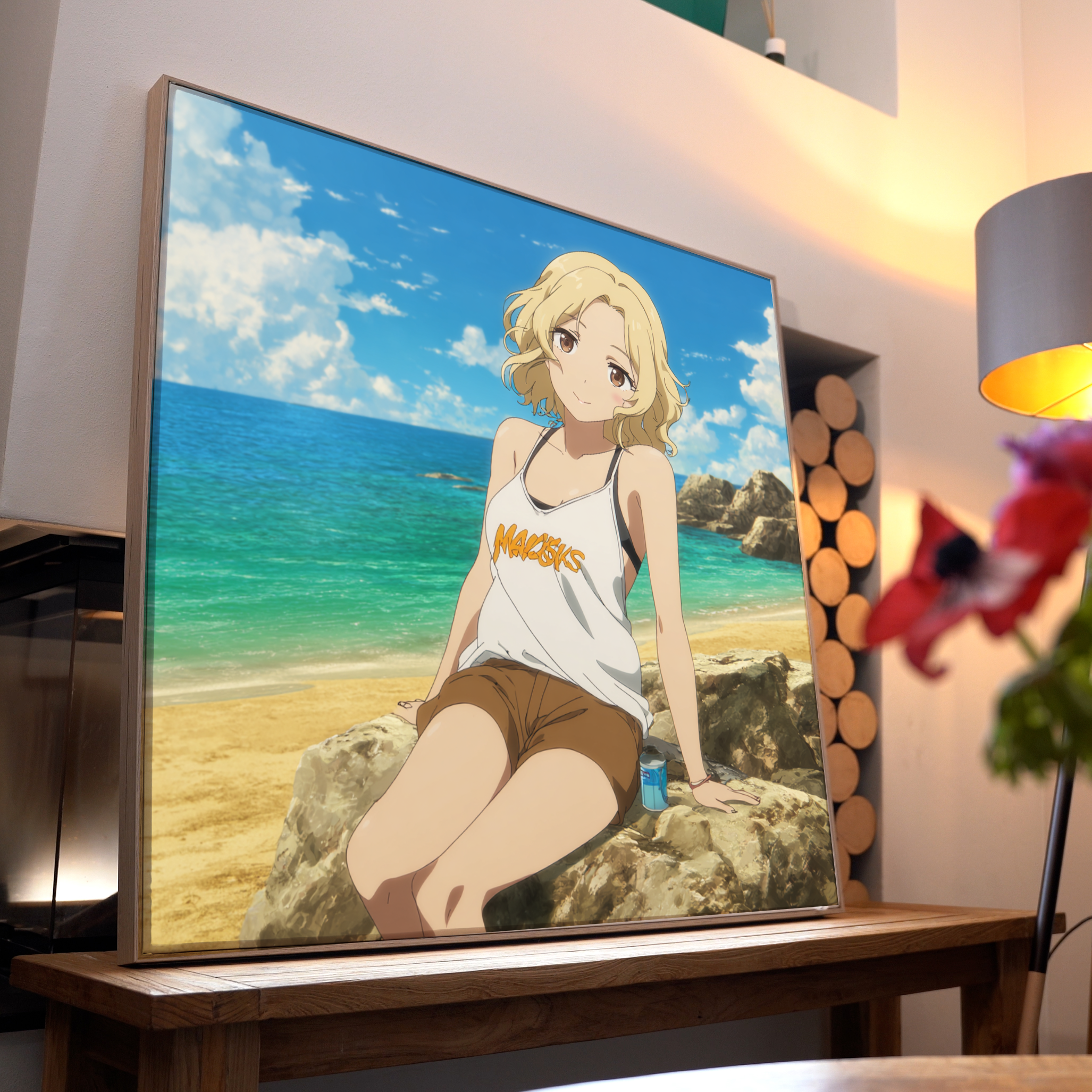 Frau am Stein Anime 1 | LED Bild