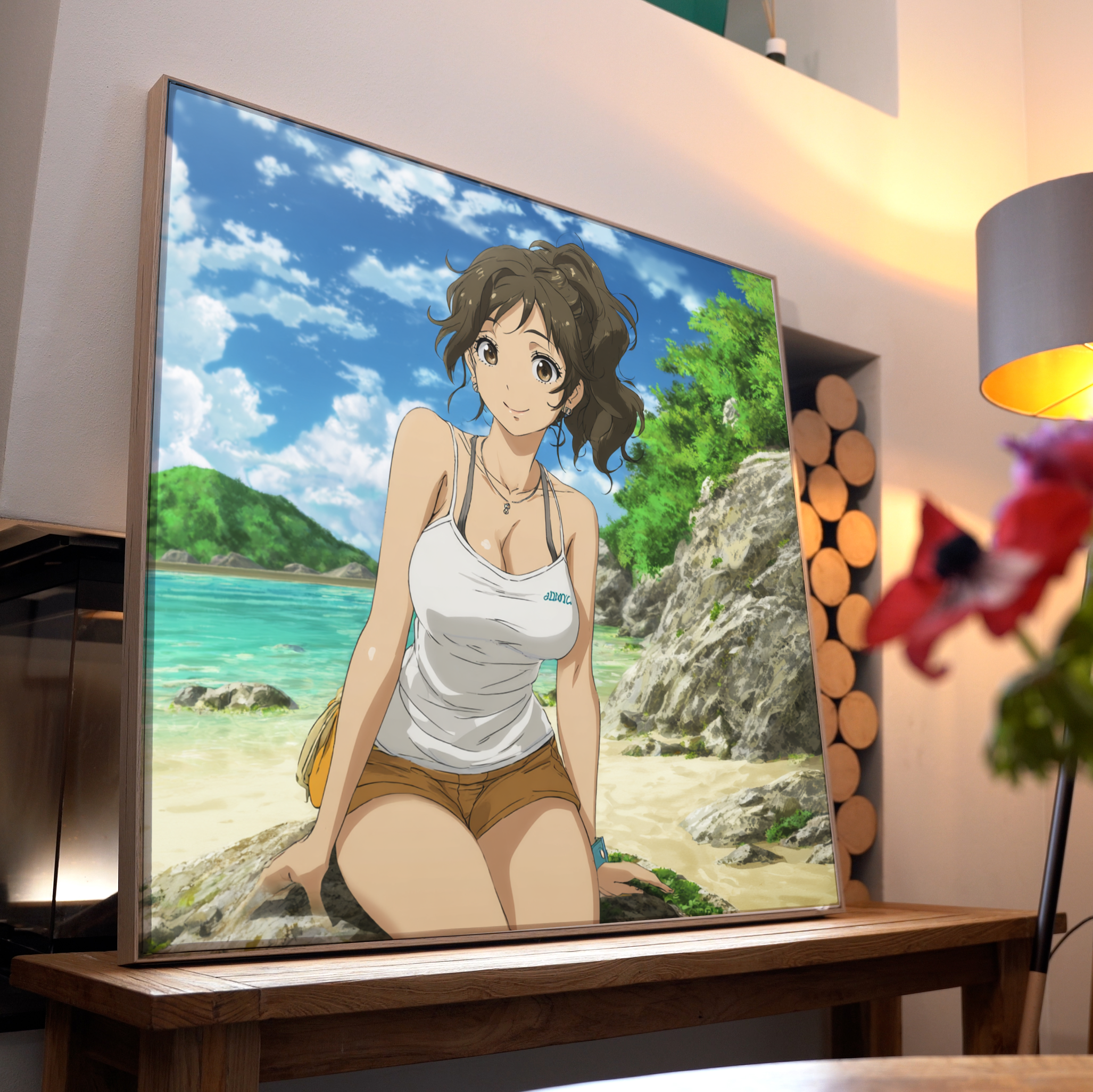 Frau am Stein Anime 3 | LED Bild