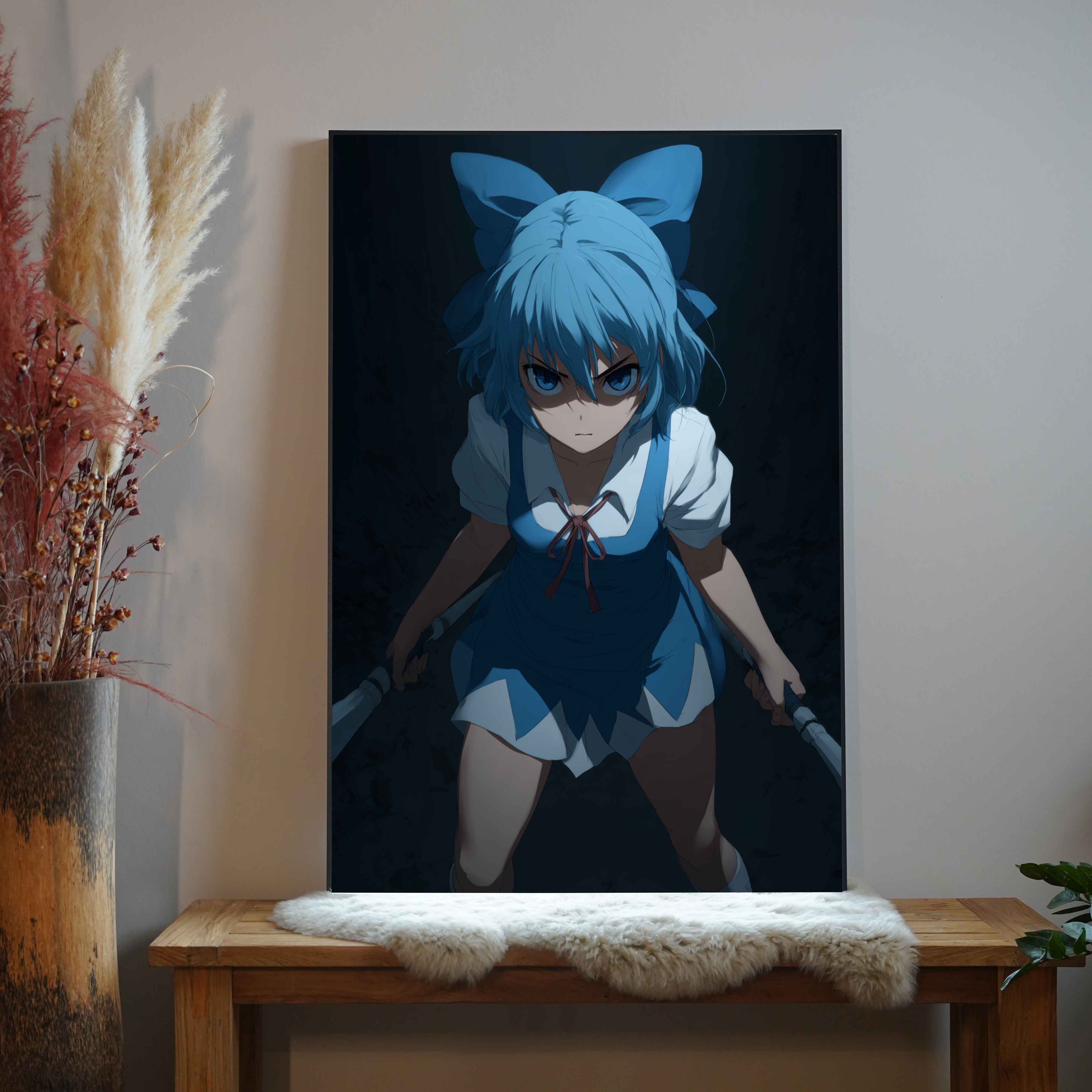Mädchen Blau Anime 4 | LED Bild