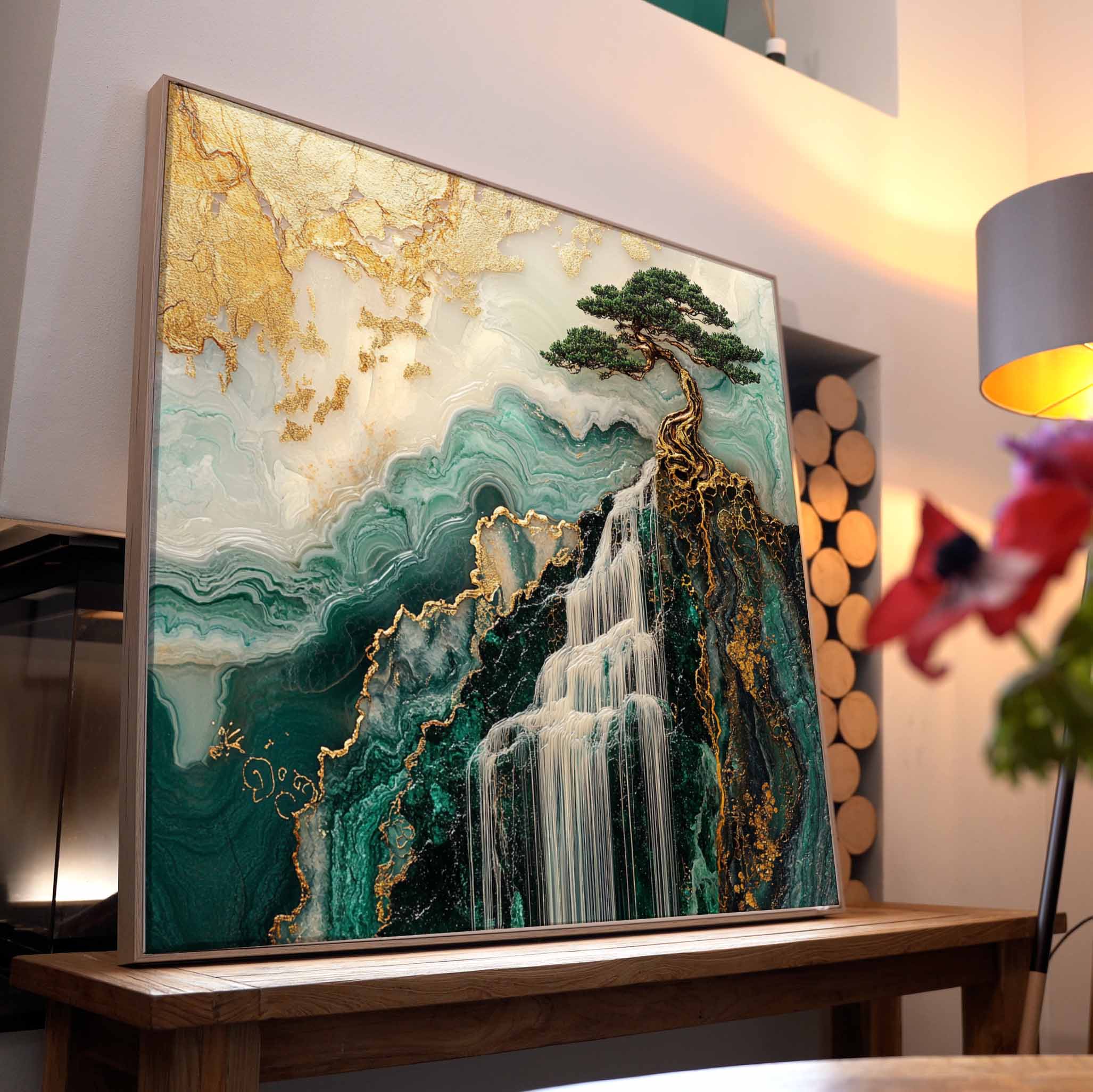 Asiatischer Goldener Wasserfall | LED Bild