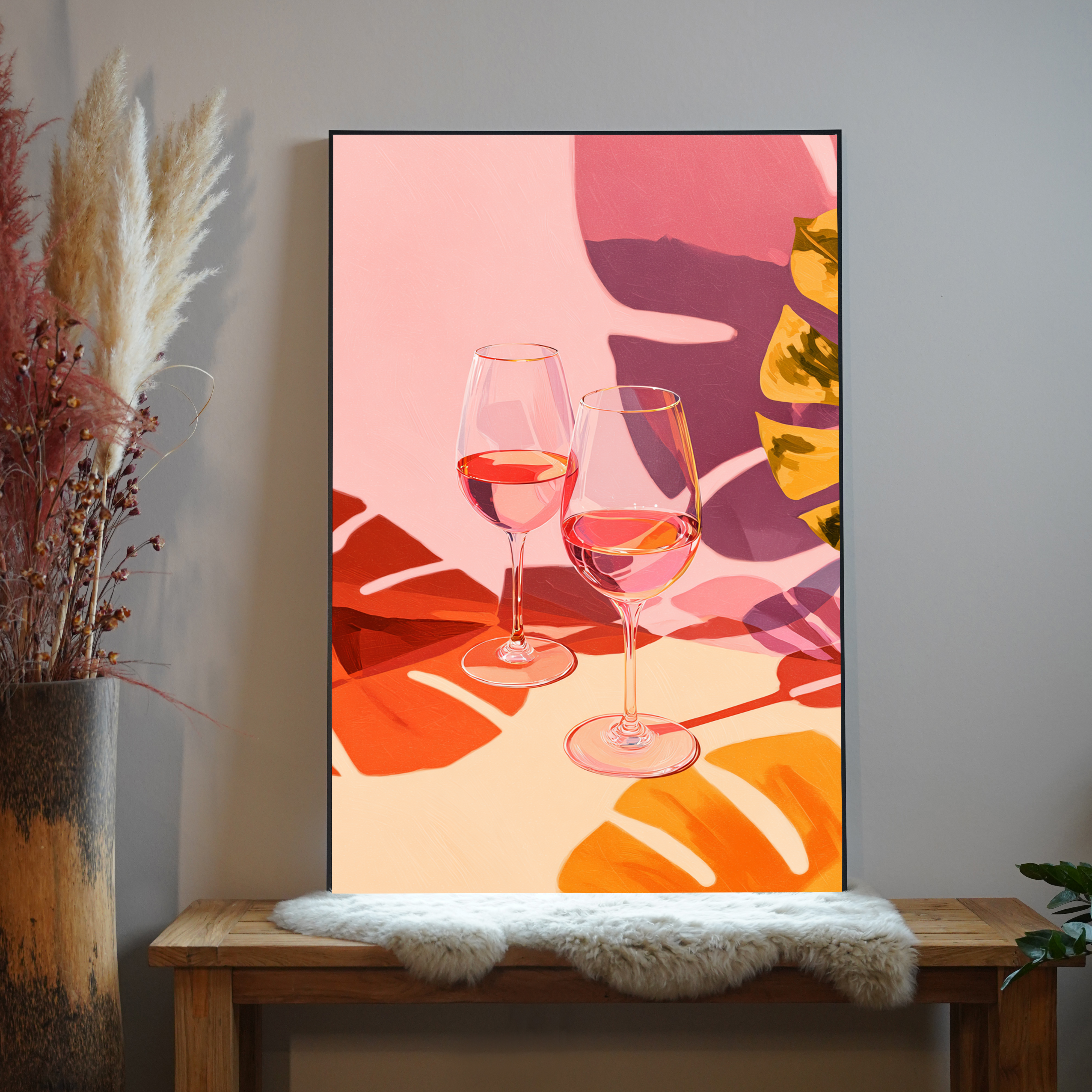 Weingläser Bunt Illustriert 4 | LED Bild