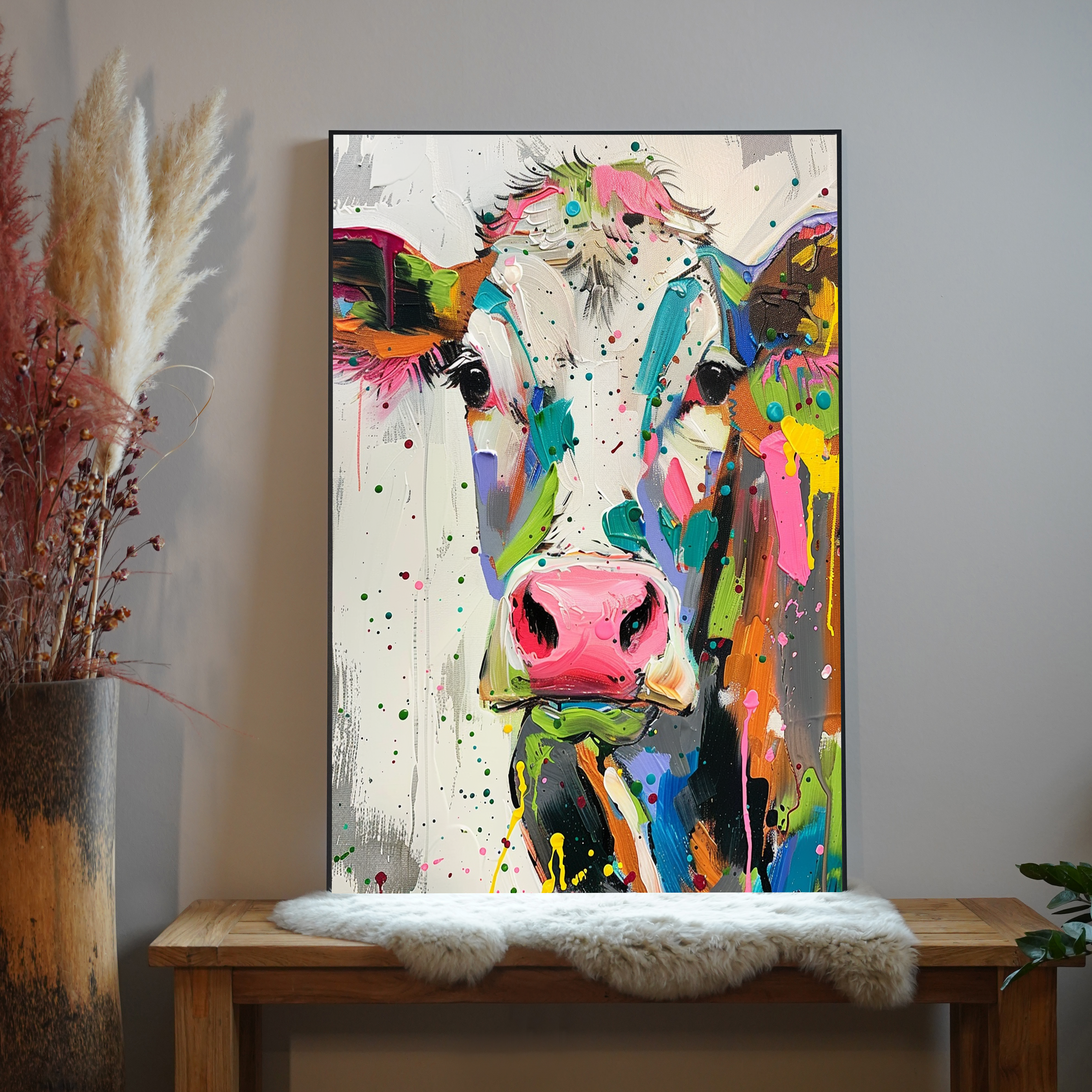 Bunte Abstrakte Kuh 1 | LED Bild