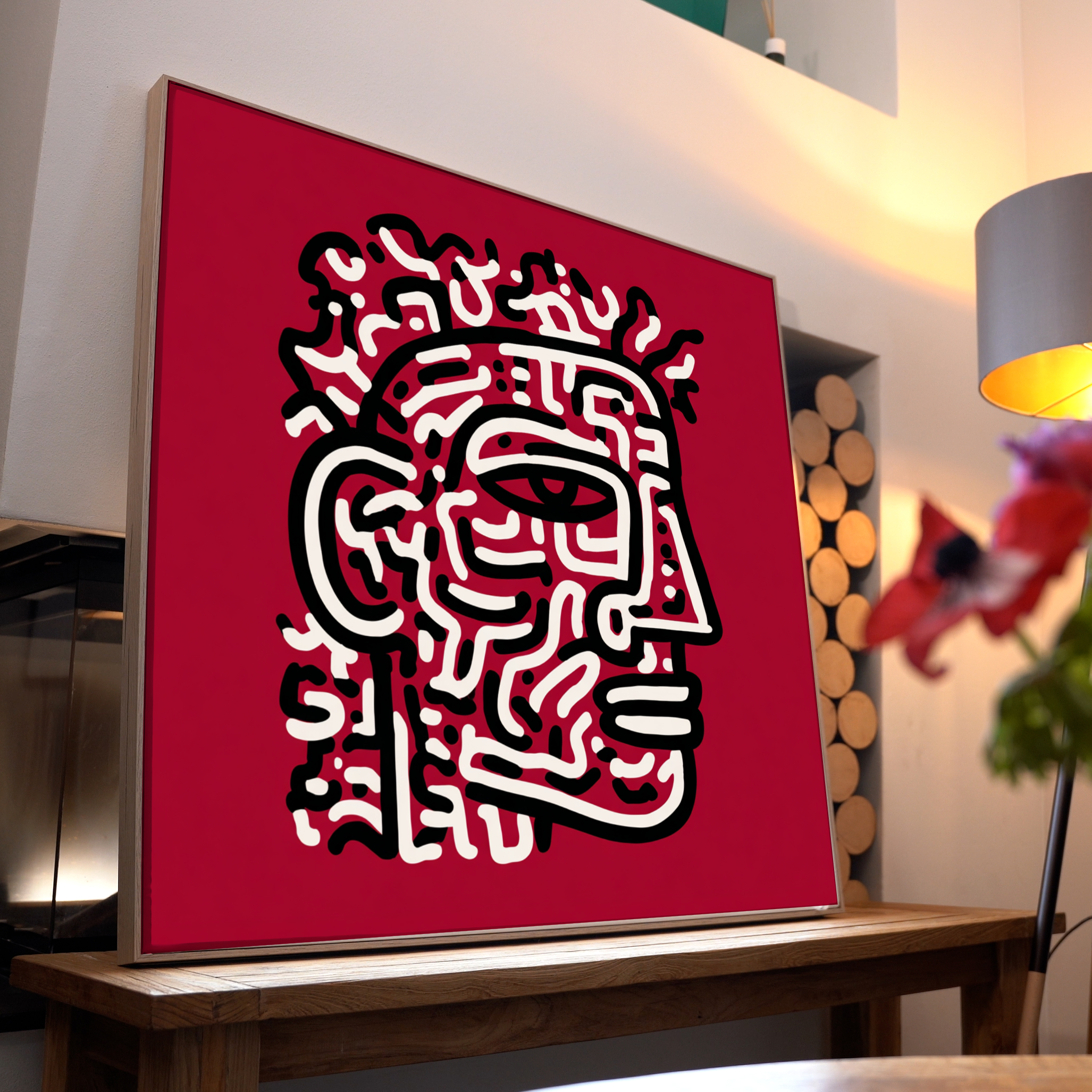 Abstrakte Striche Rot 1 | LED Bild