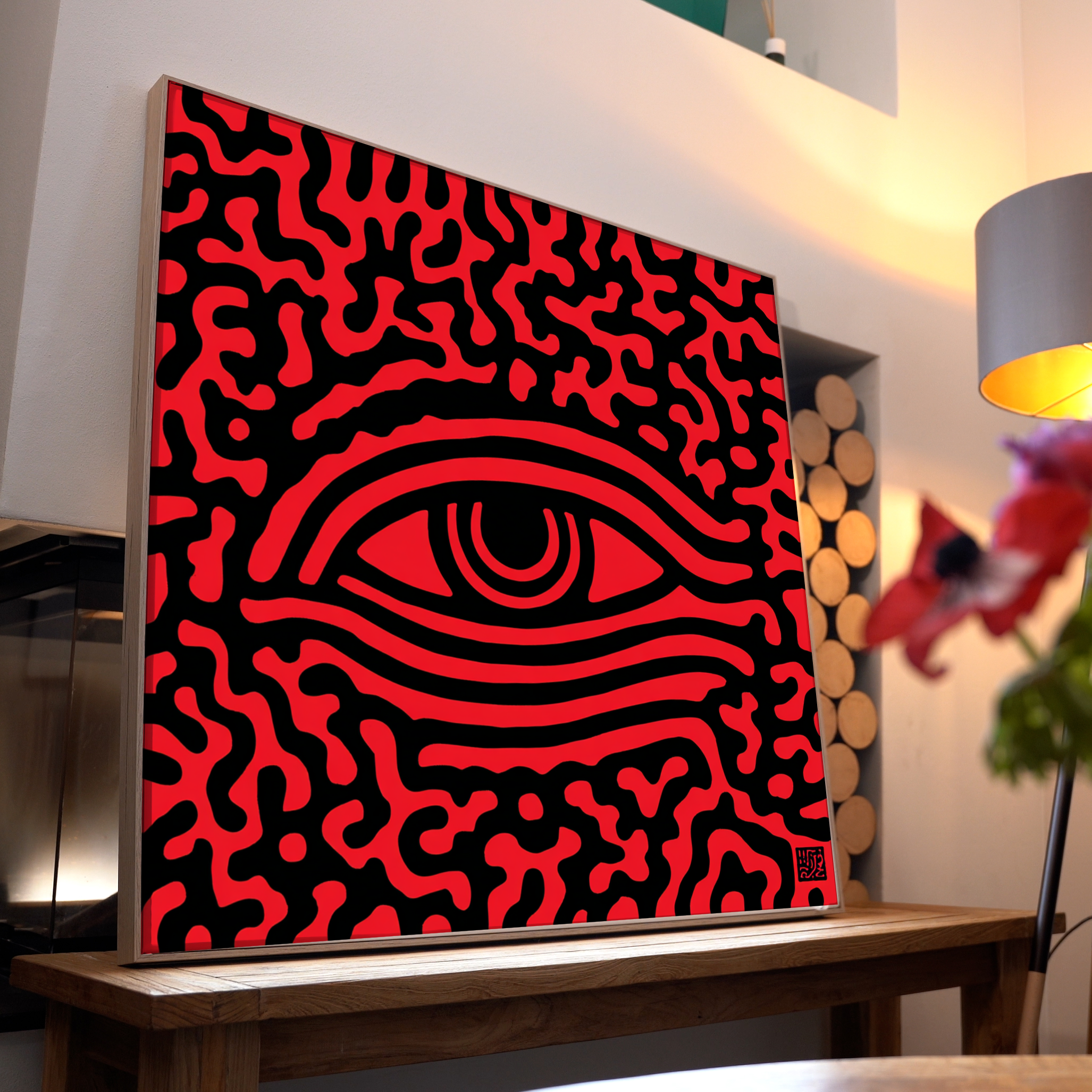 Abstrakte Striche Rot 2 | LED Bild