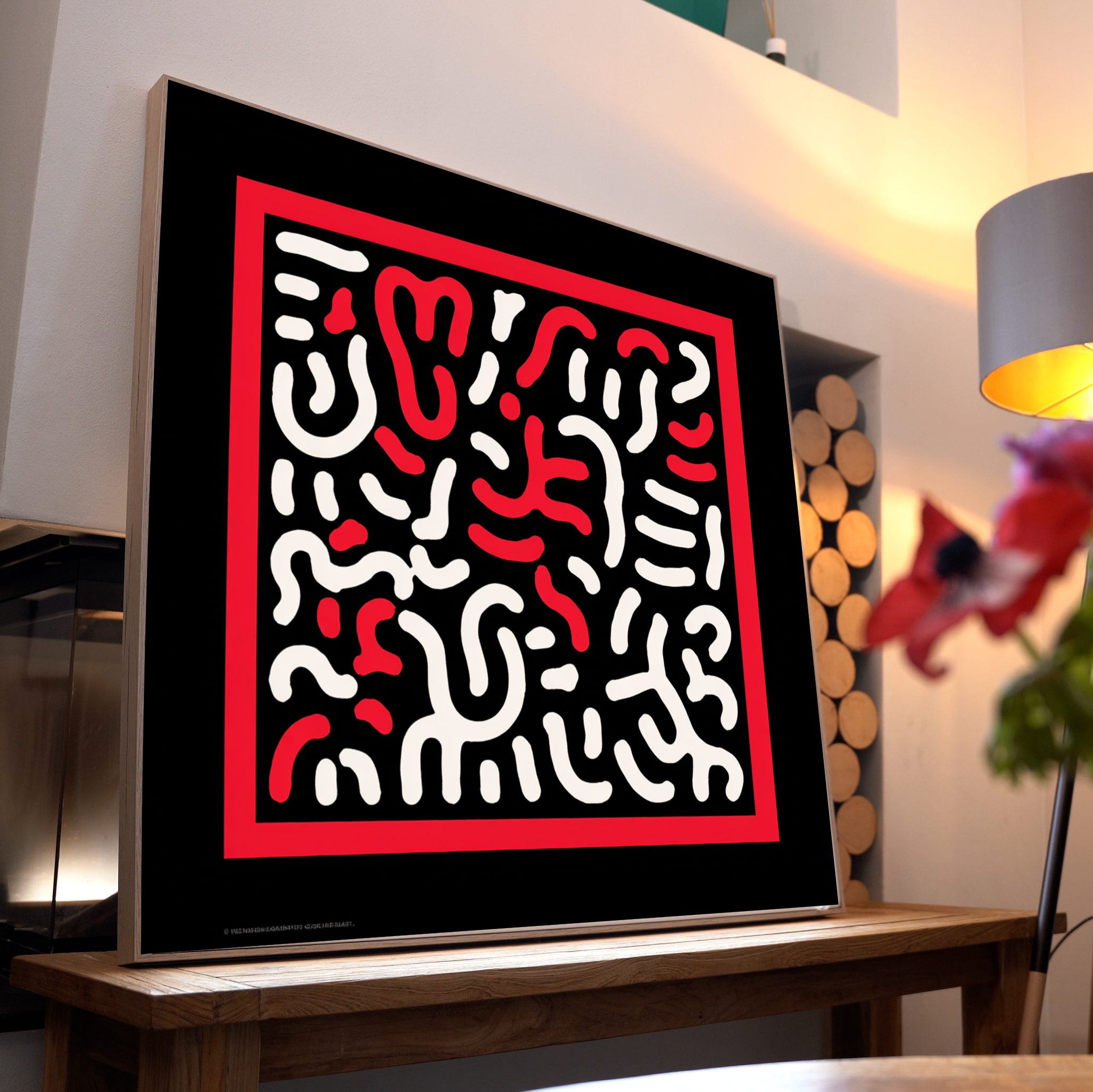 Abstrakte Striche Rot 3 | LED Bild