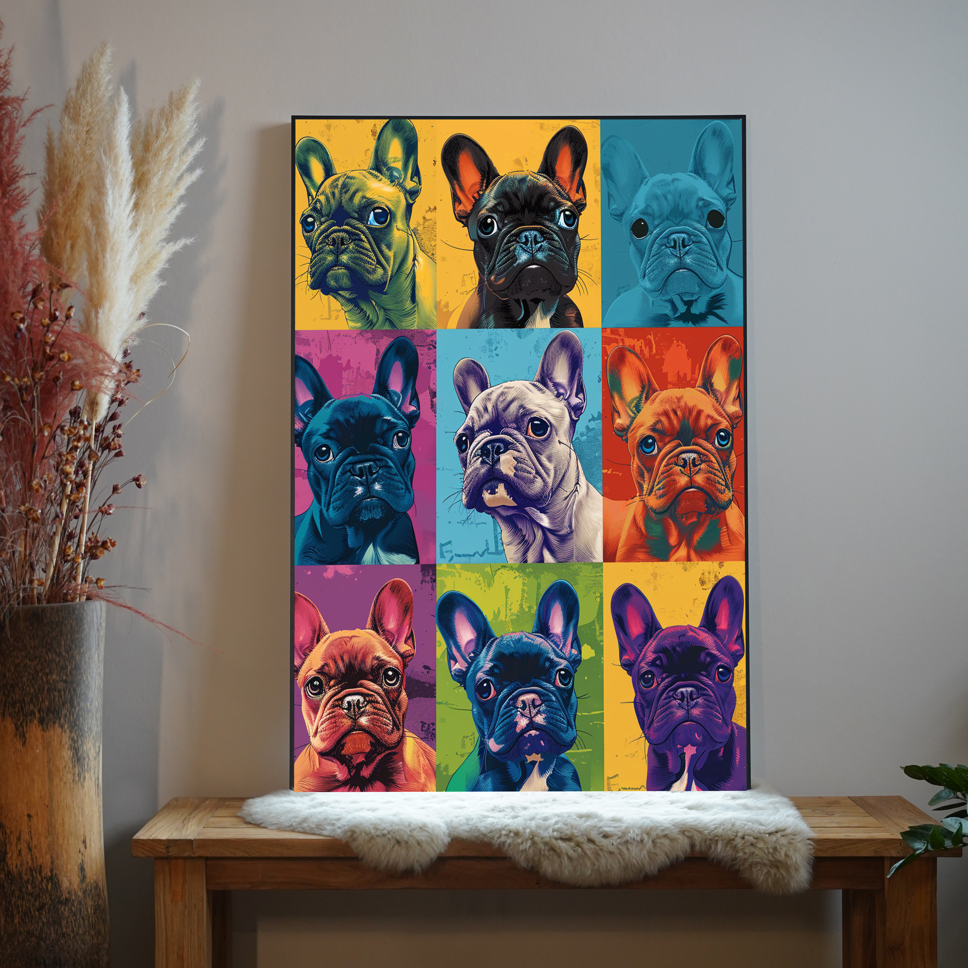 Bunte Bulldoggen Pop Art 2 | LED Bild