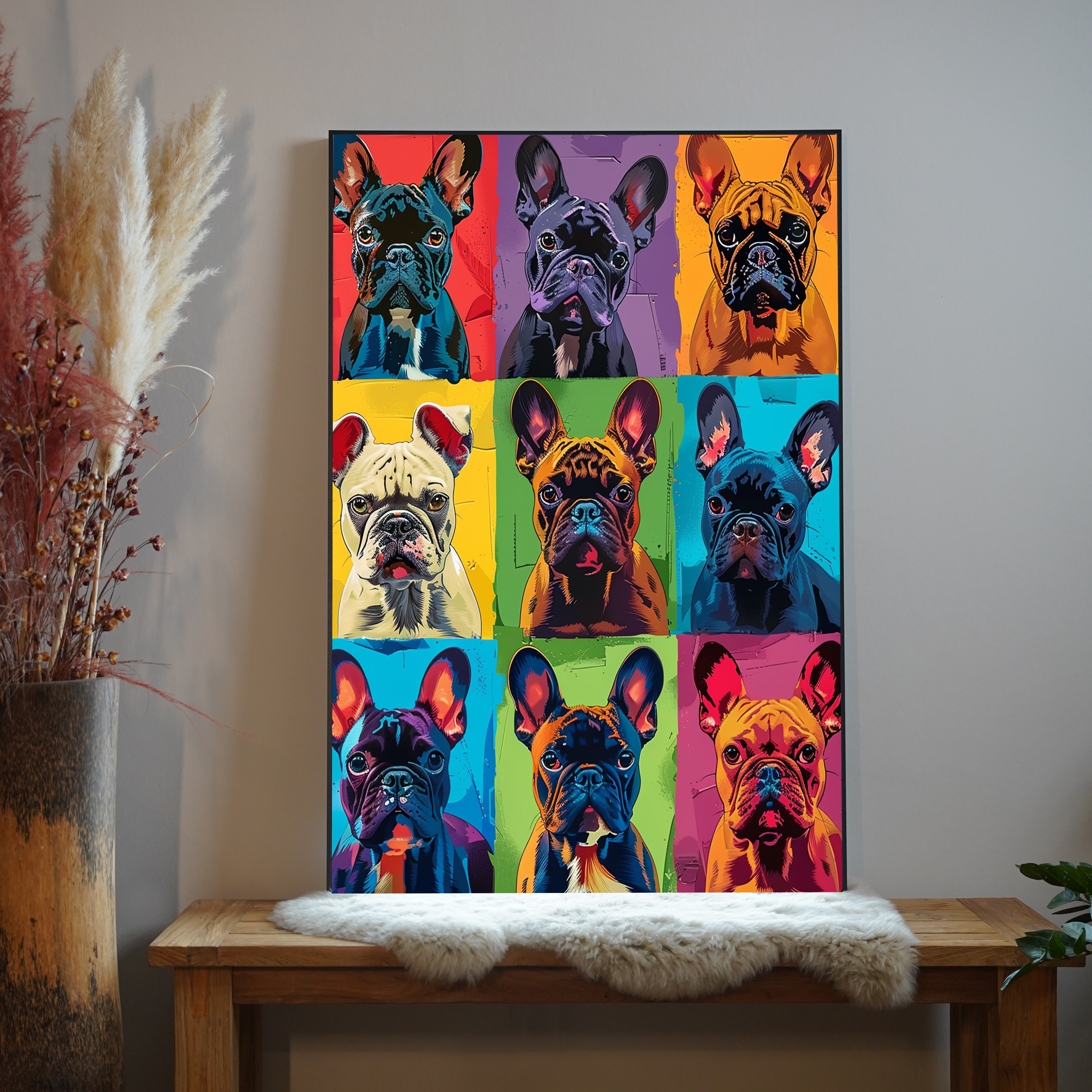 Bunte Bulldoggen Pop Art 3 | LED Bild