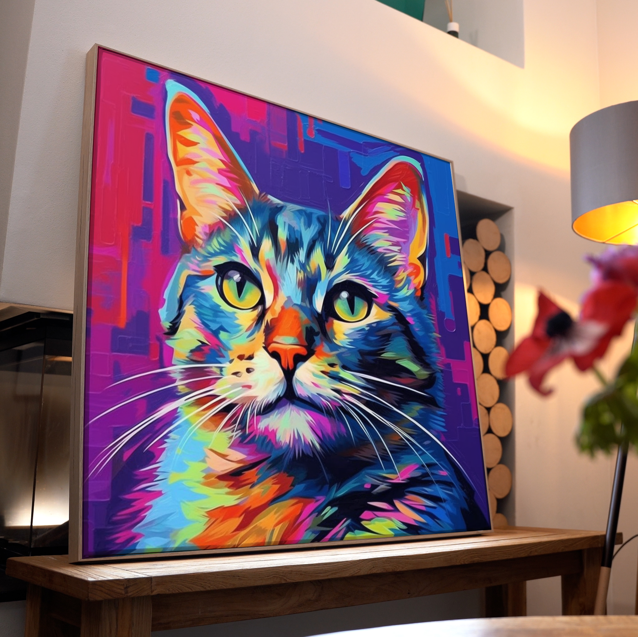Katzen Portrait Bunt | LED Bild