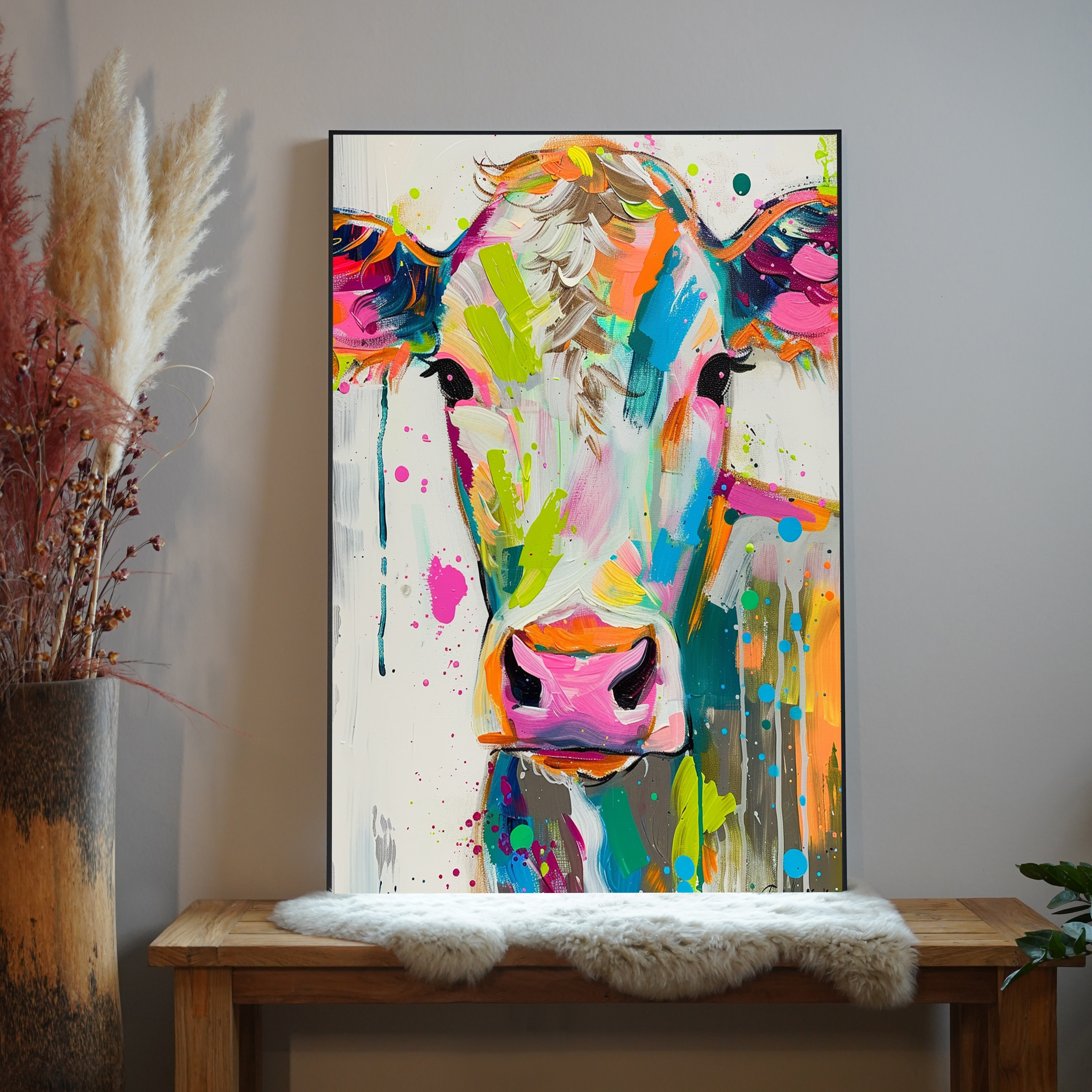 Bunte Abstrakte Kuh 2 | LED Bild