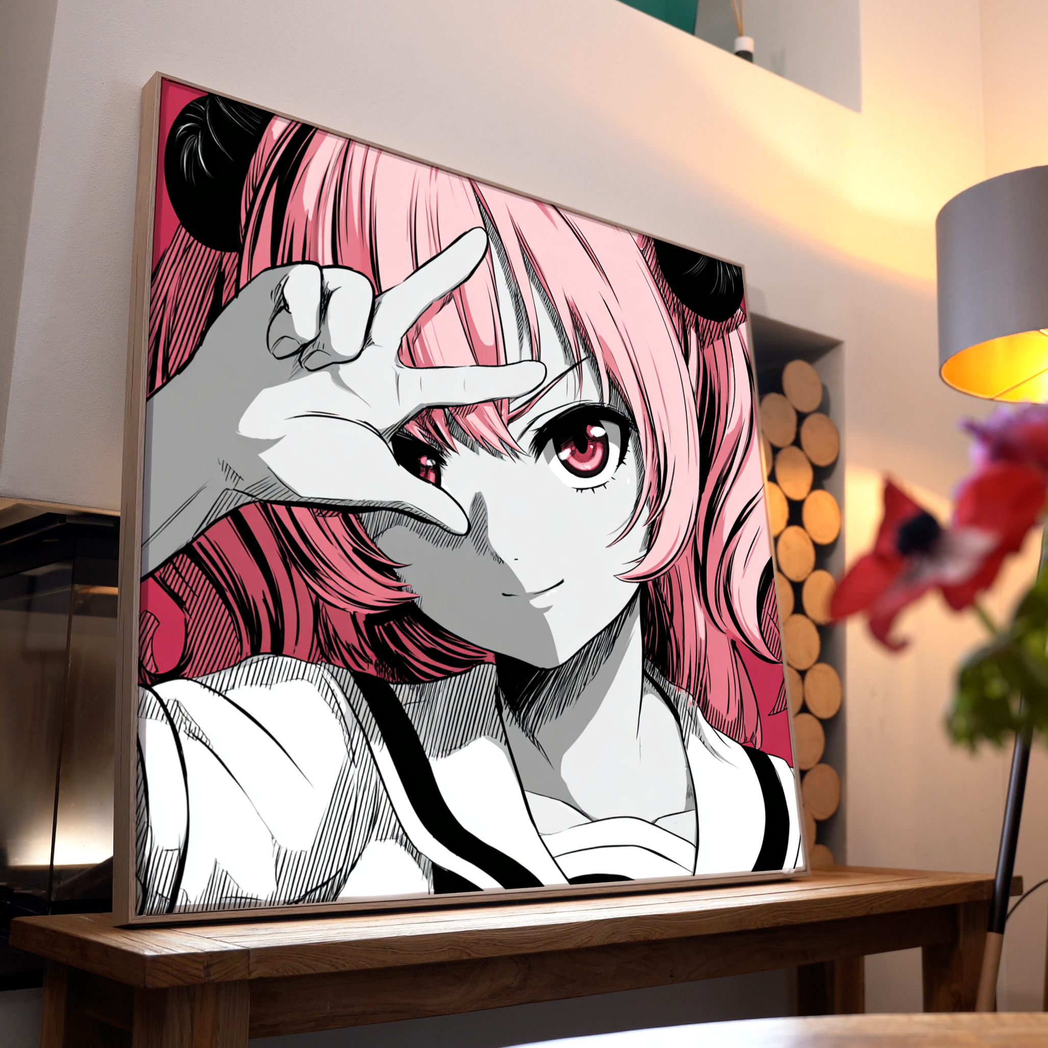 Manga Mädchen Pink 2 | LED Bild