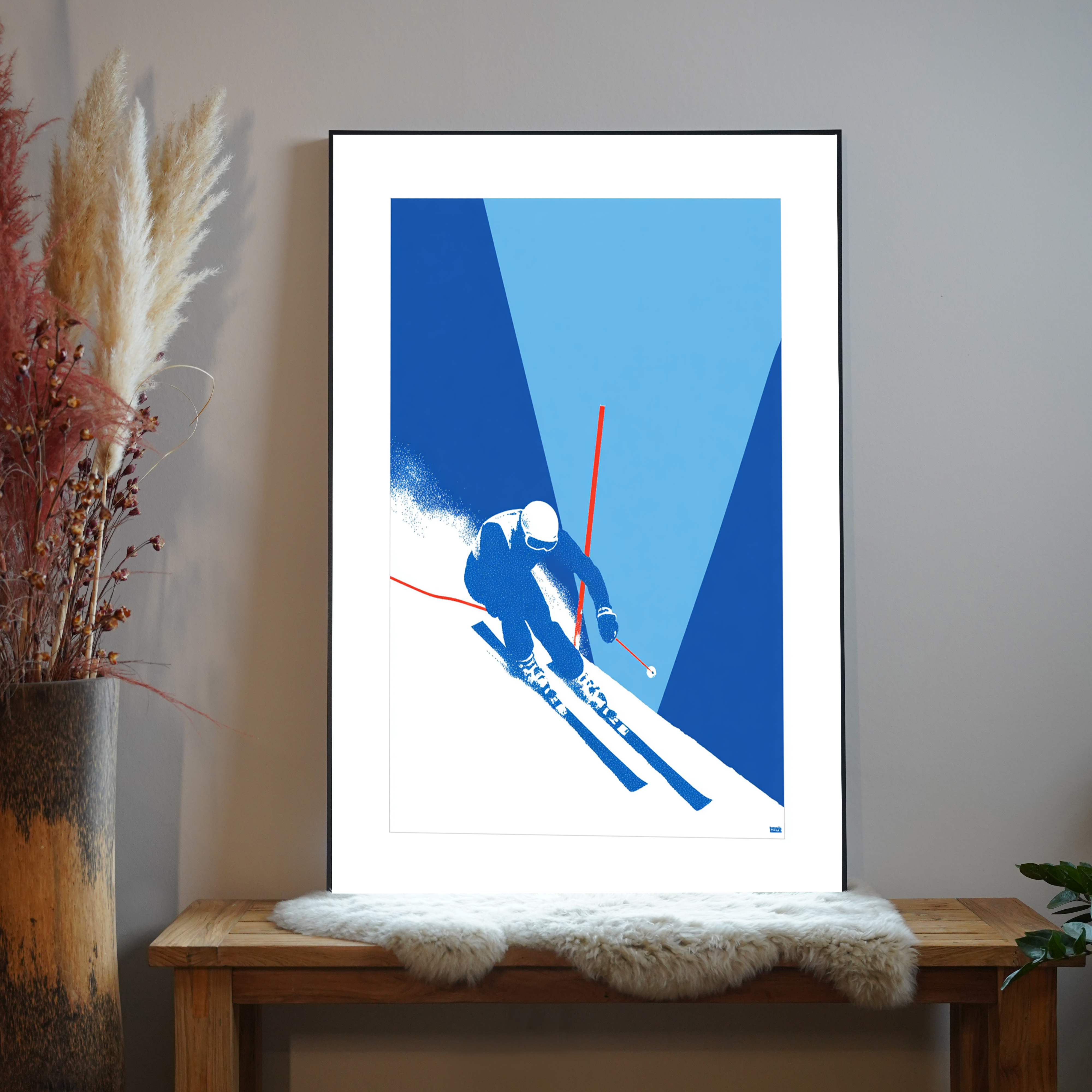 Skifahrer Blau 2 | LED Bild