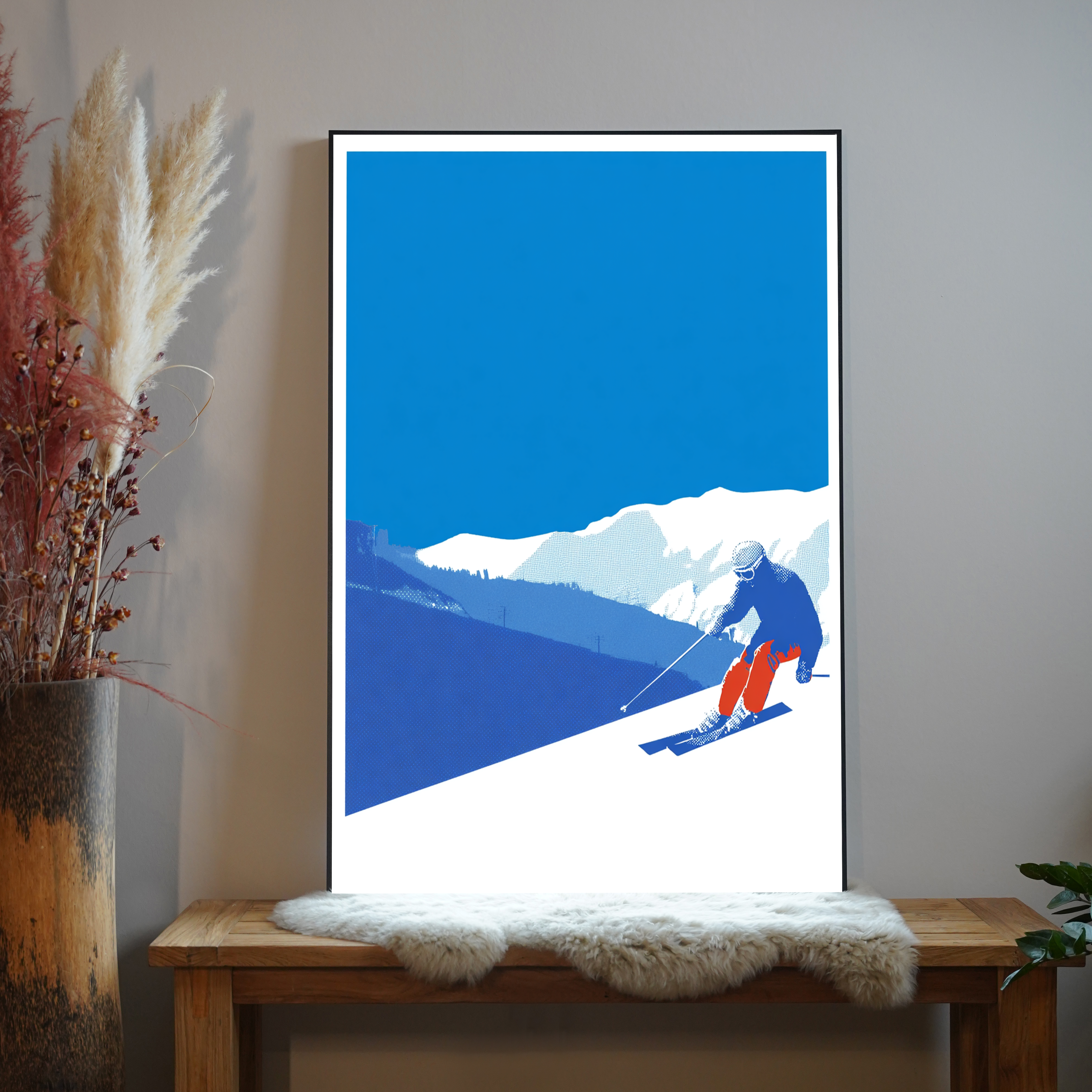Skifahrer Blau 3 | LED Bild