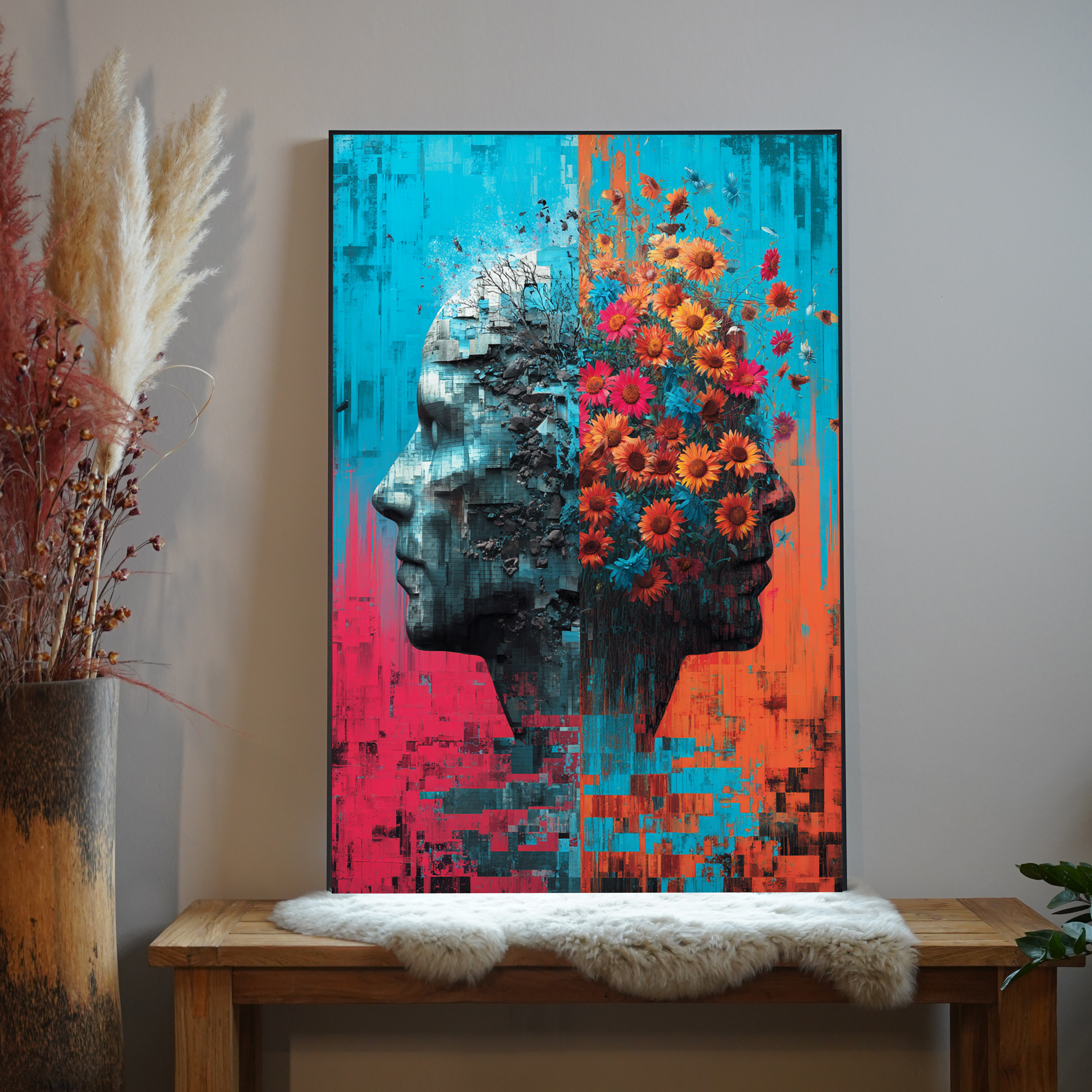 Beton & Blumen 3 | LED Bild