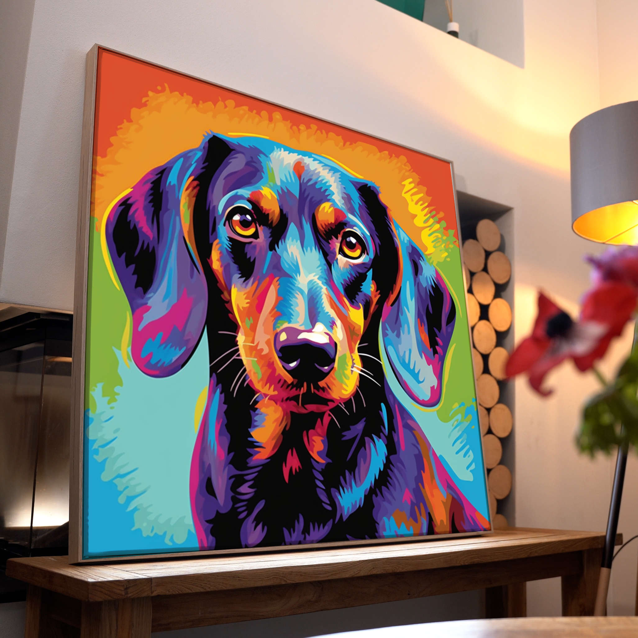 Hund Portrait Bunt 3 | LED Bild