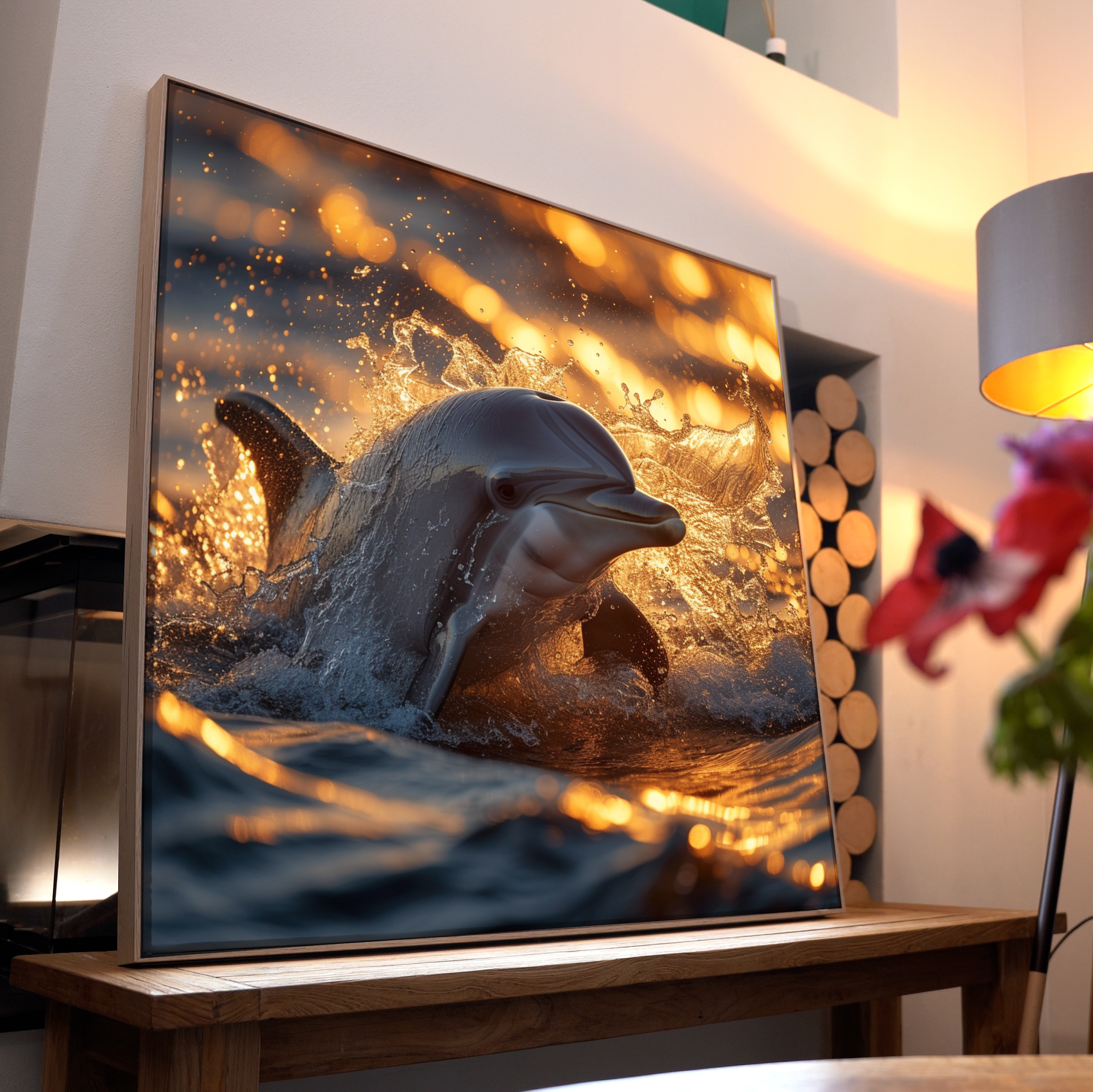 Delphin im Sonnenuntergang 1 | LED Bild