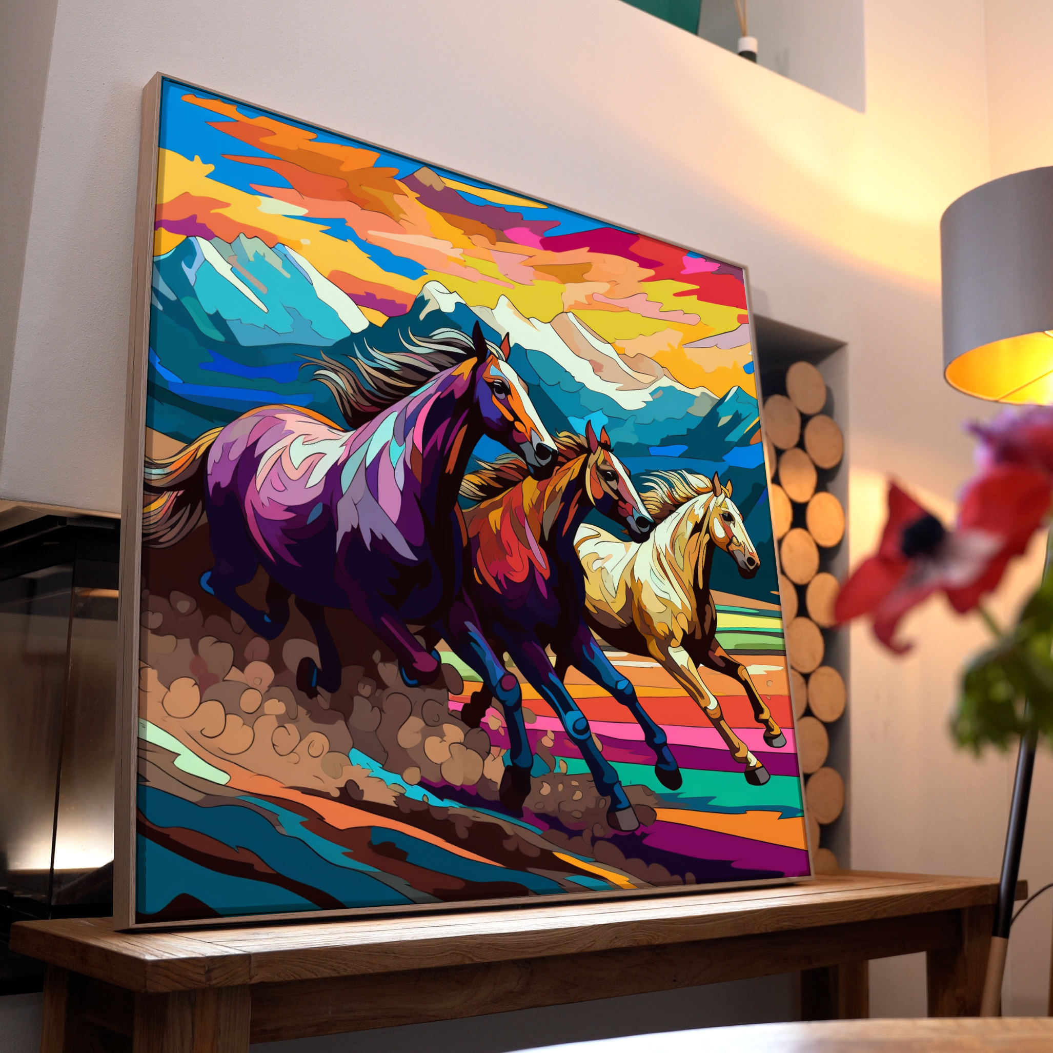 Pferde Galoppierend Bunt