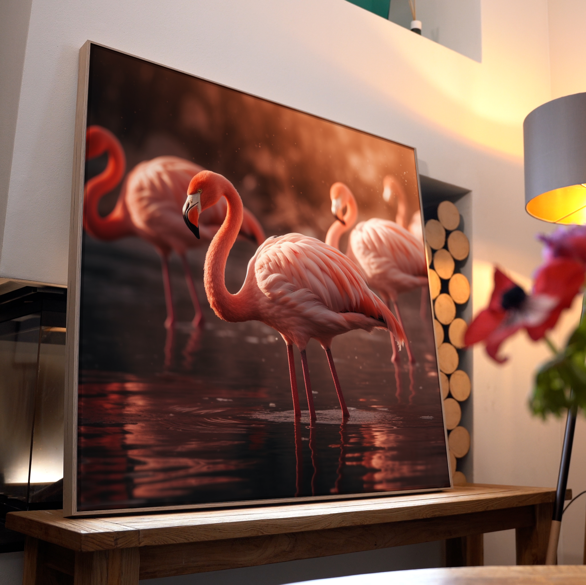 Flamingos im Abendlicht 1 | LED Bild