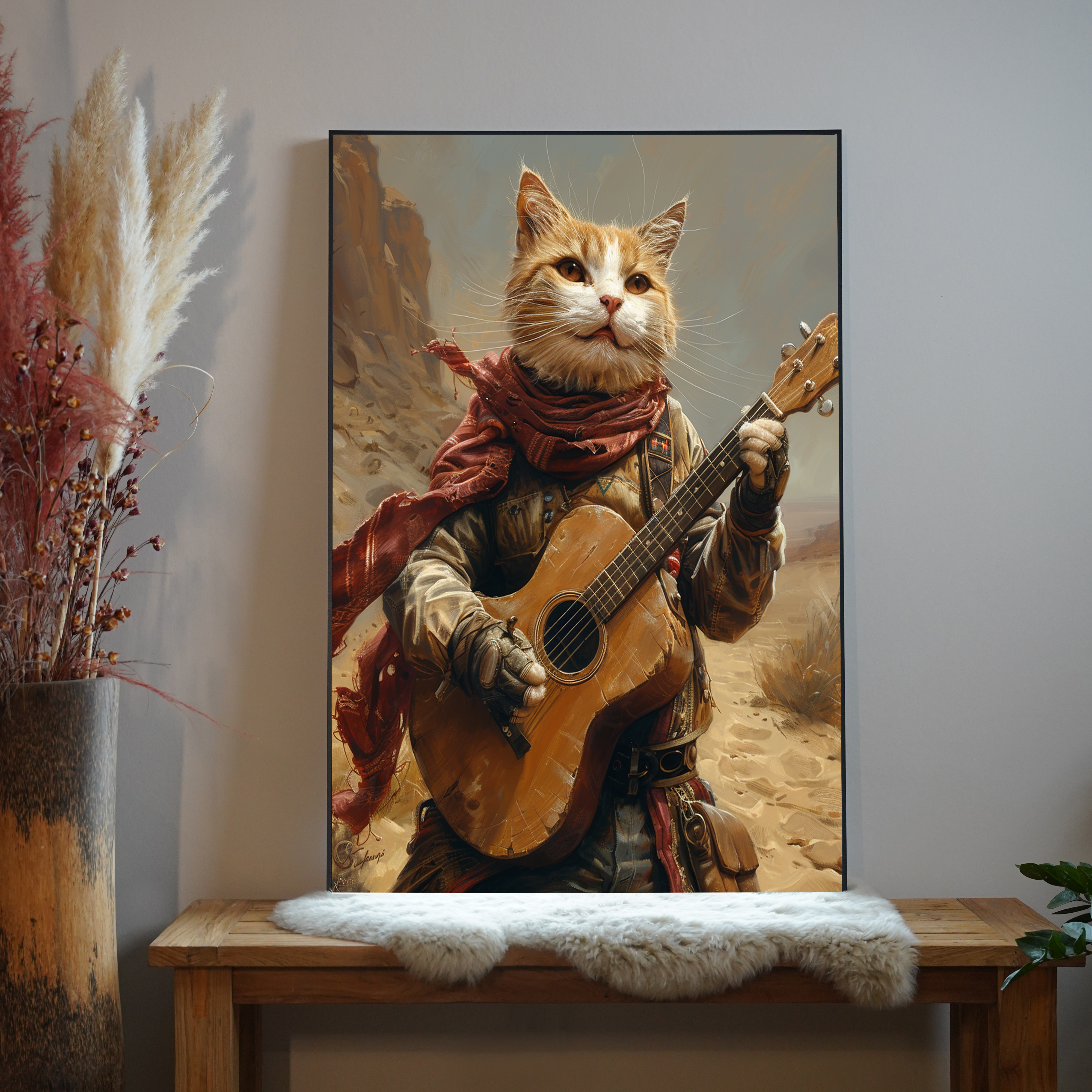 Katze mit Gitarre 2 | LED Bild