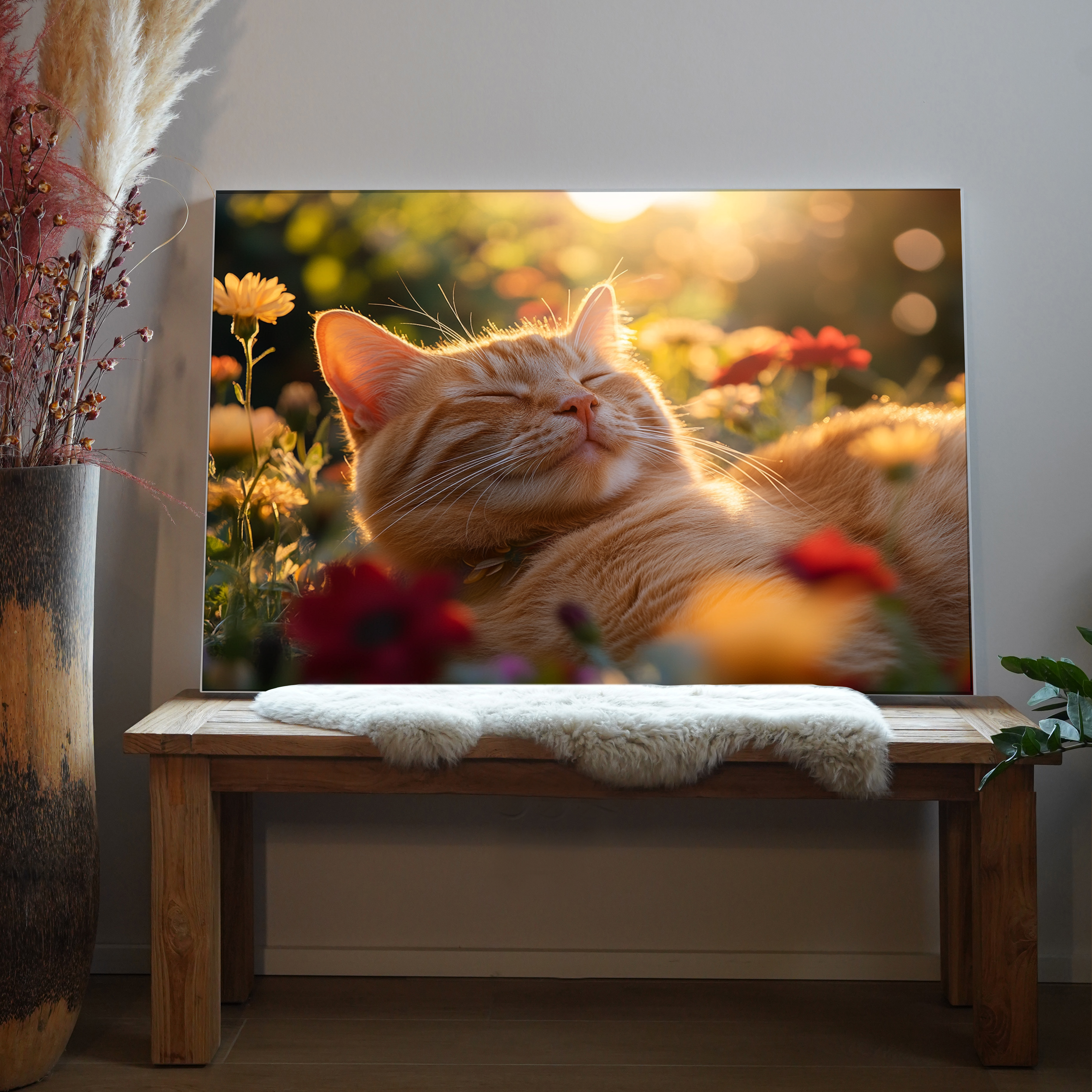 Katze im Blumenfeld 9 | LED Bild