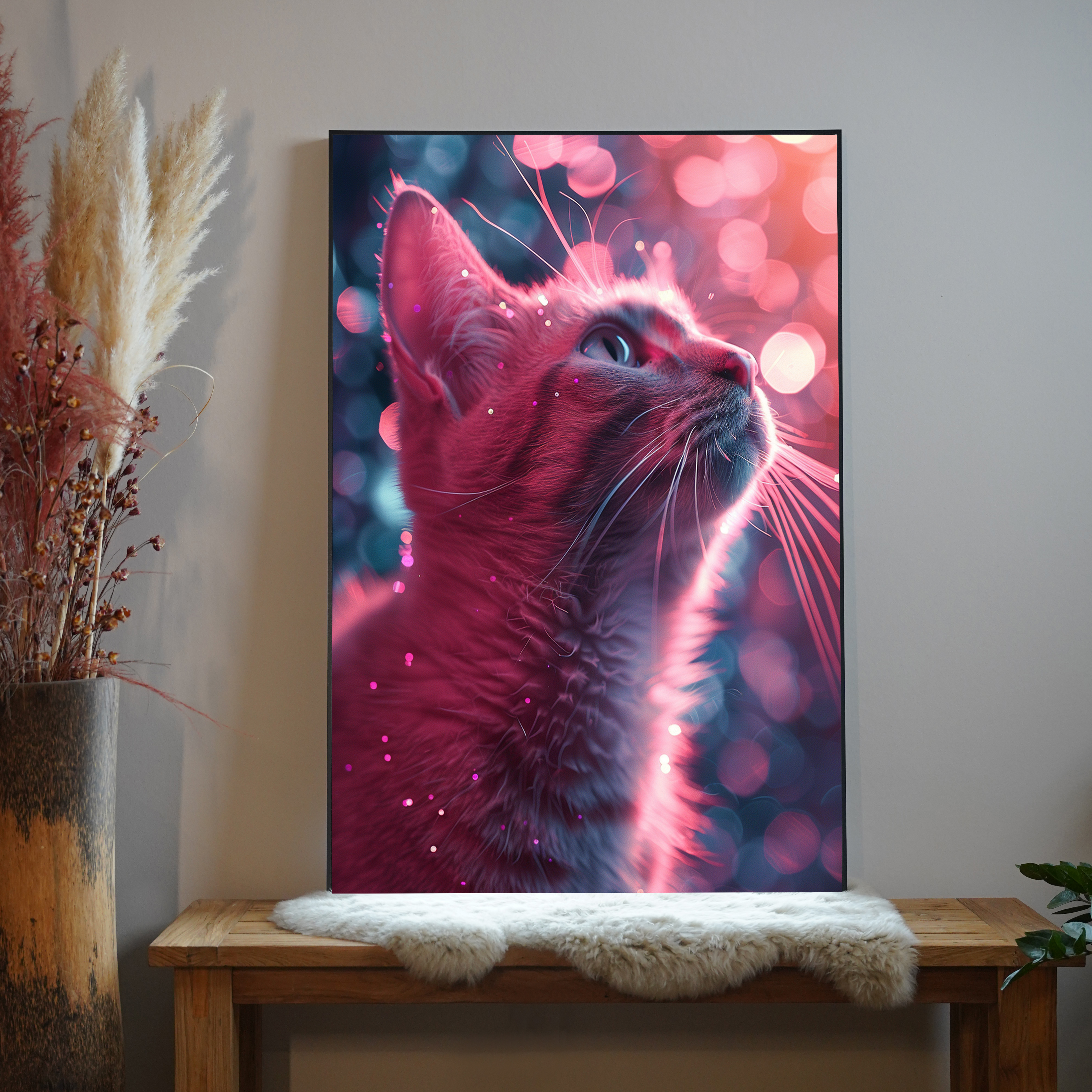 Glitzerkatze Rosa 2 | LED Bild