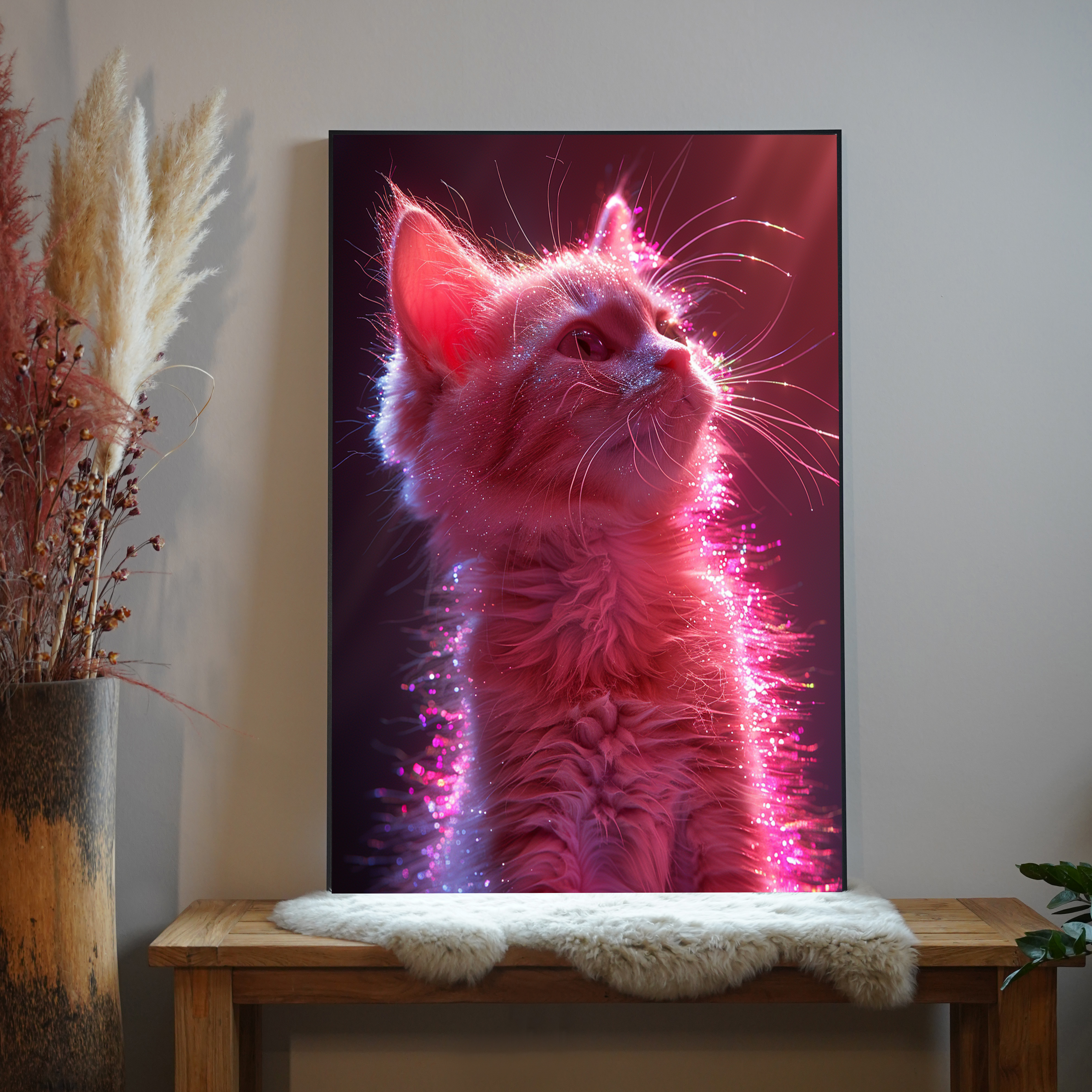 Glitzerkatze Rosa 3 | LED Bild