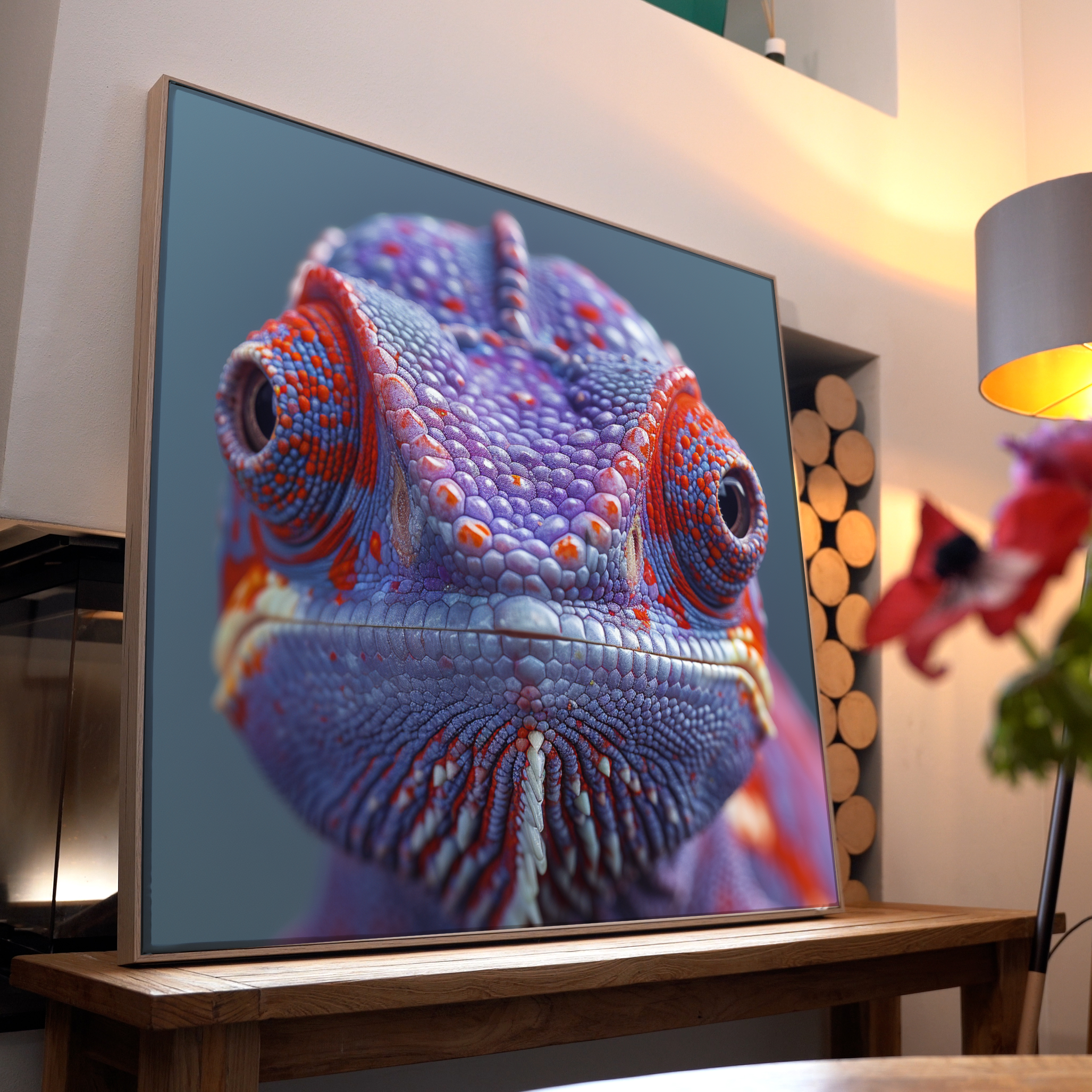 Chamäleon Portrait Bunt 14 | LED Bild