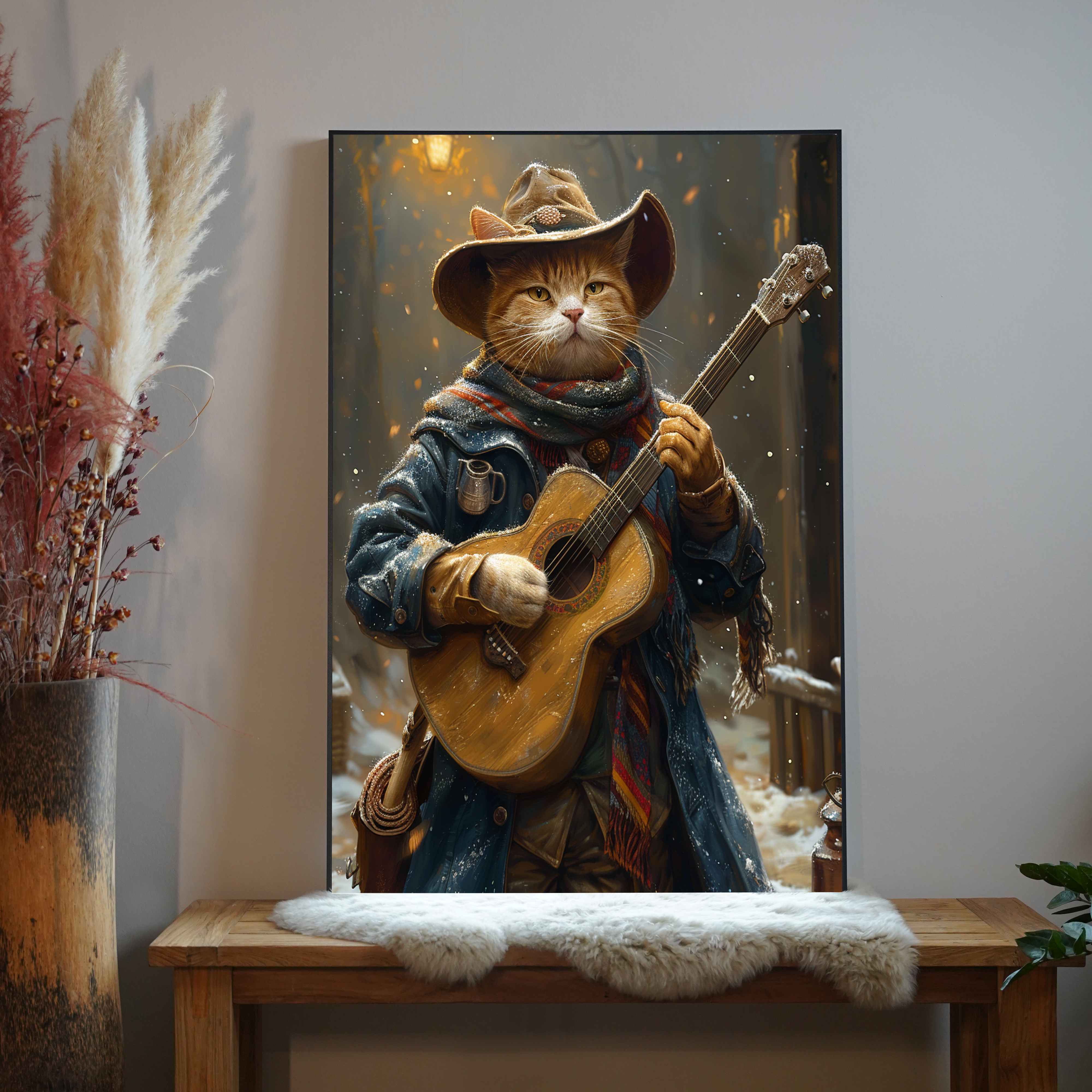 Katze mit Gitarre 3 | LED Bild