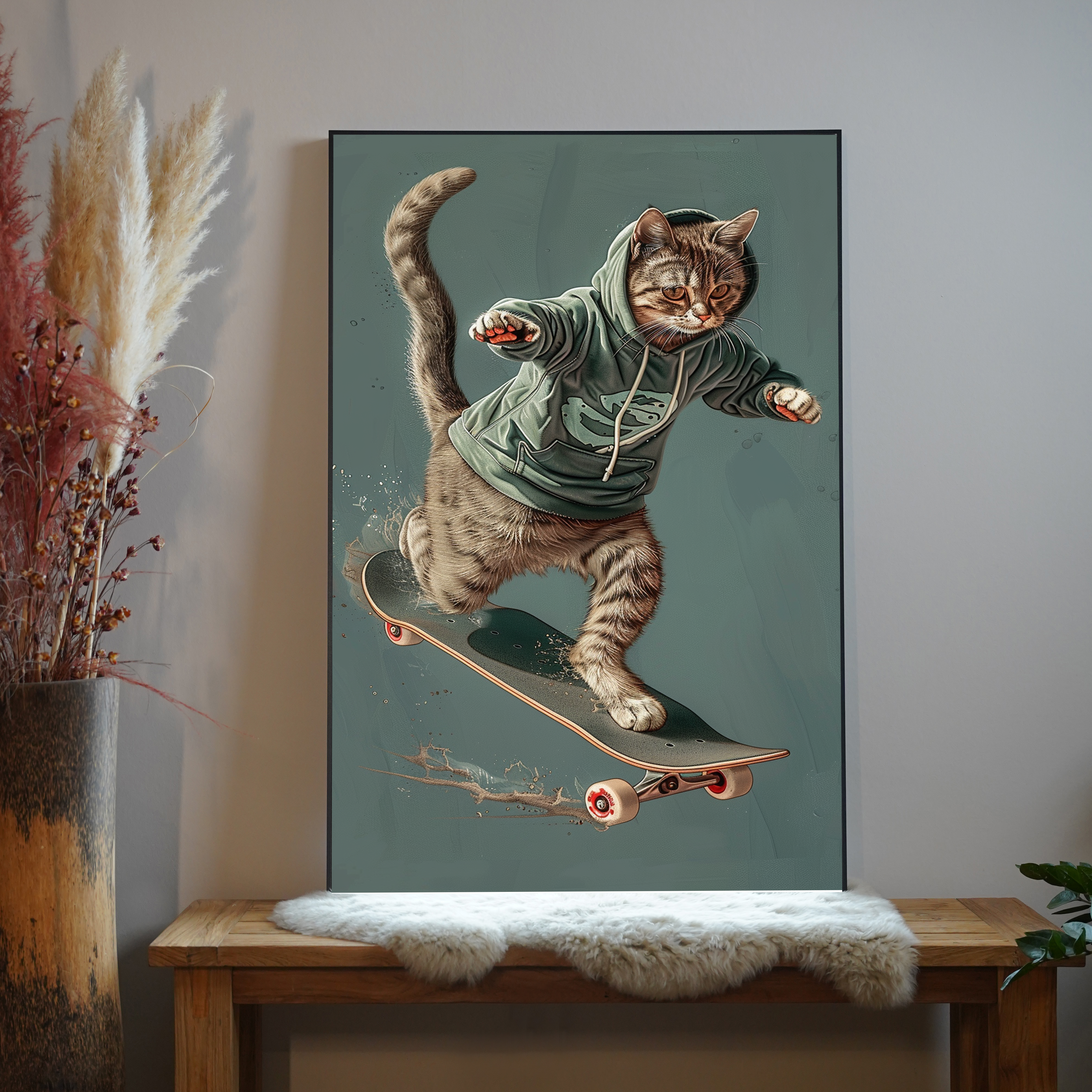 Katze auf Skateboard 2 | LED Bild