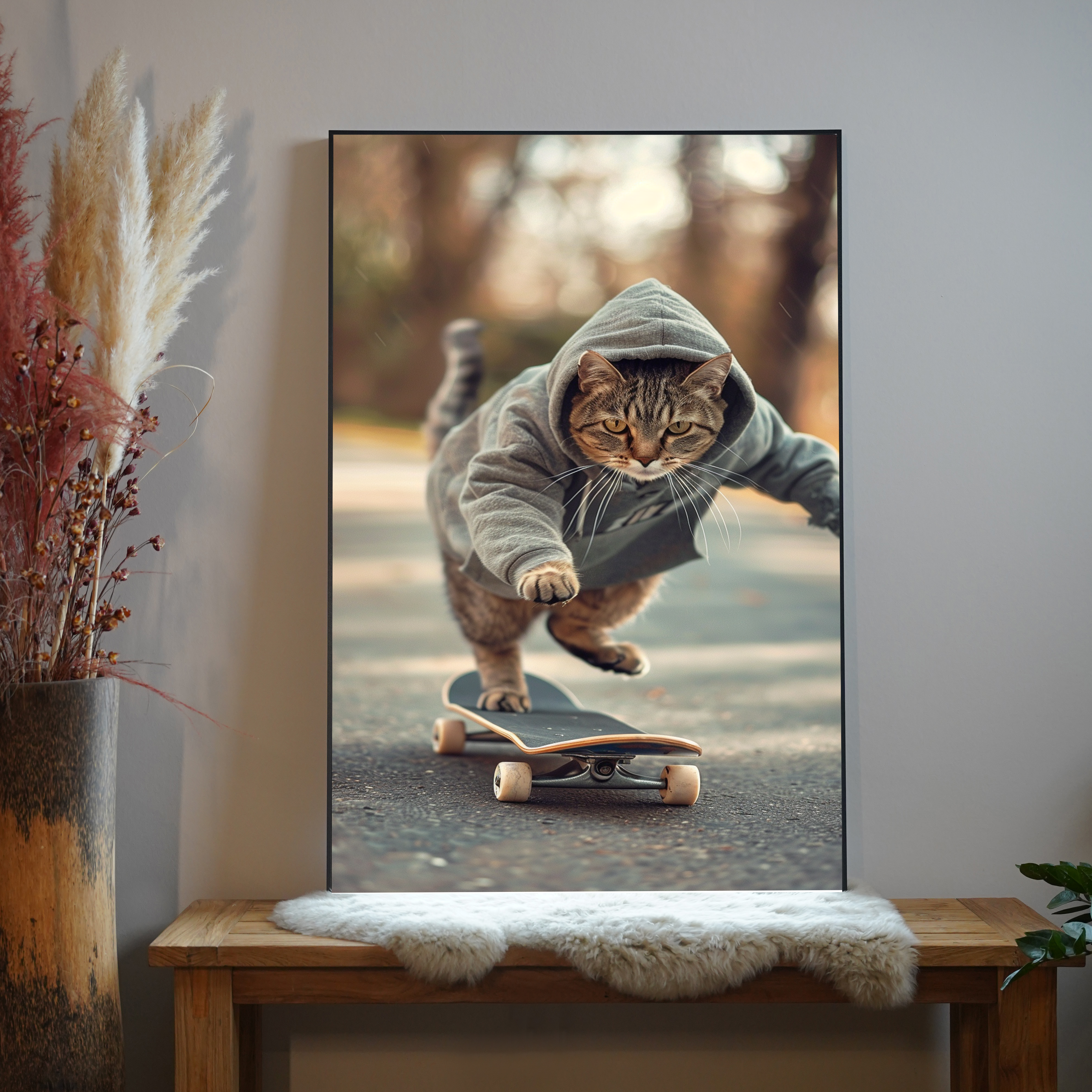 Katze auf Skateboard 3 | LED Bild