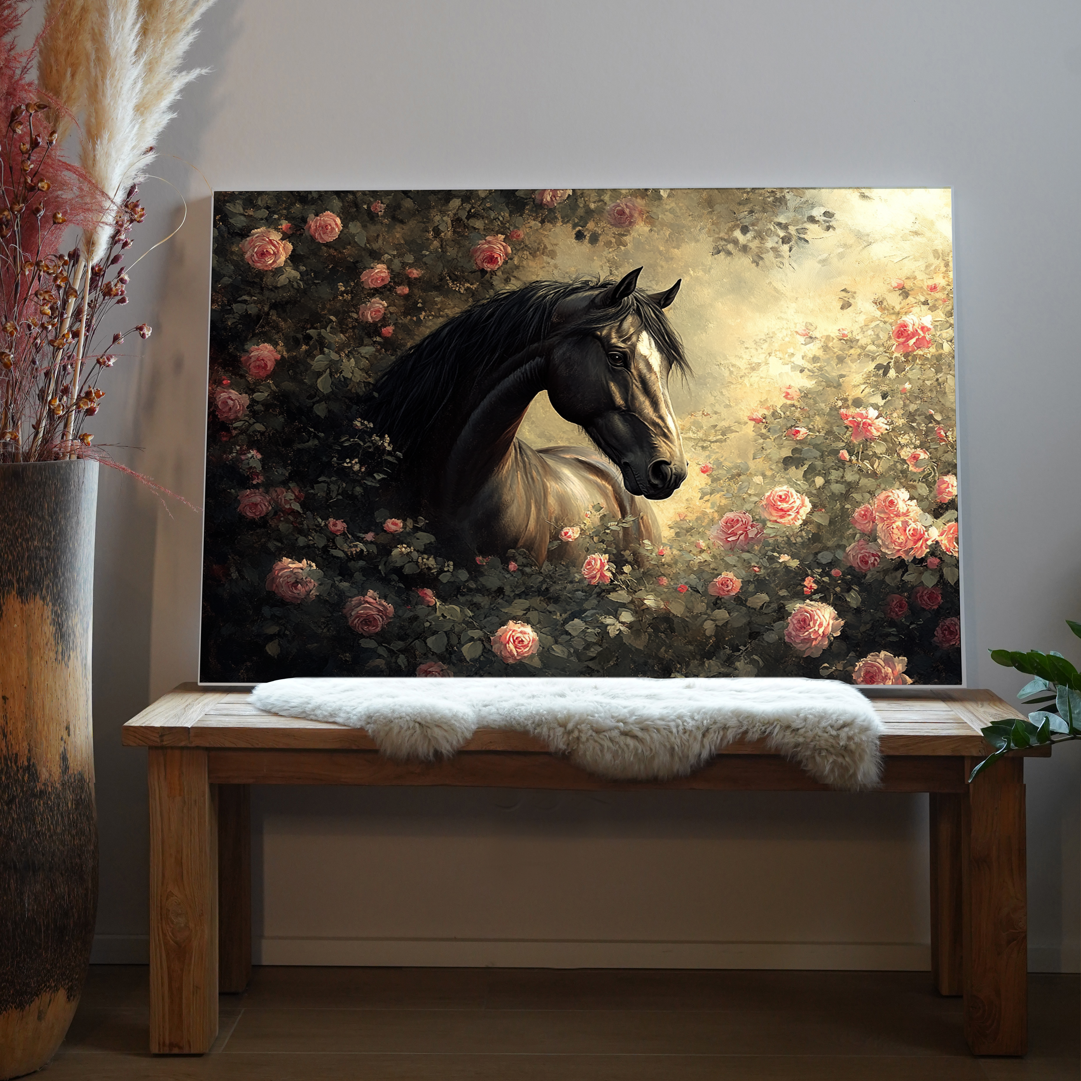 Pferd in Rosenmeer Illustriert | LED Bild