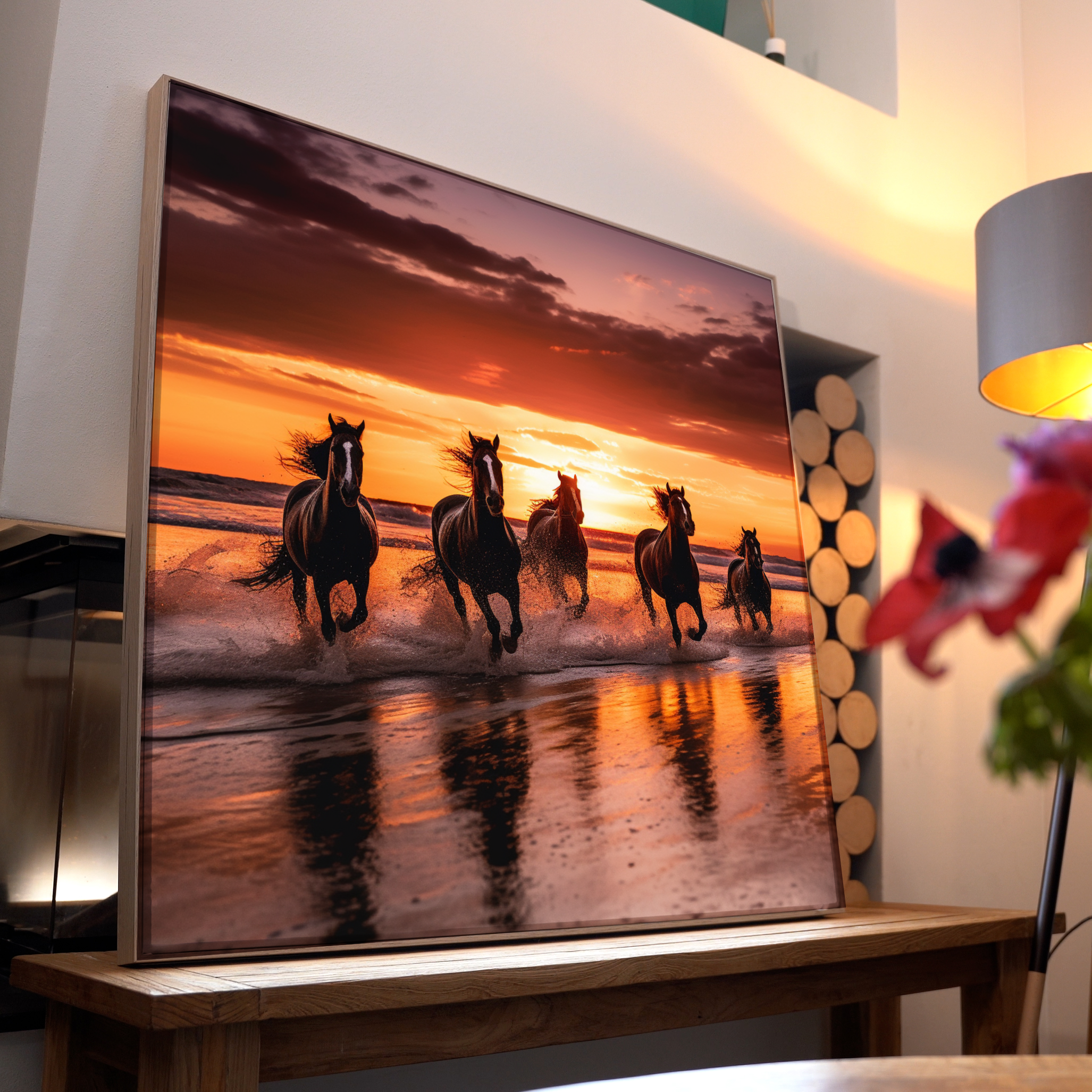 Pferde im Abendlicht | LED Bild