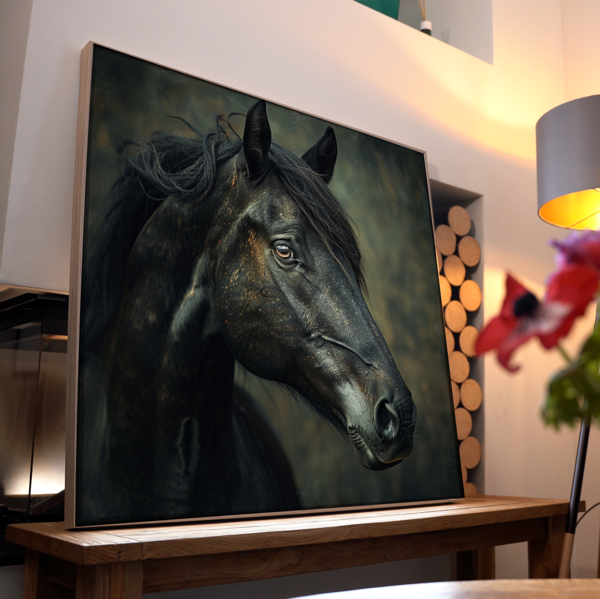 Portrait Pferd auf Wiese 3 | LED Bild