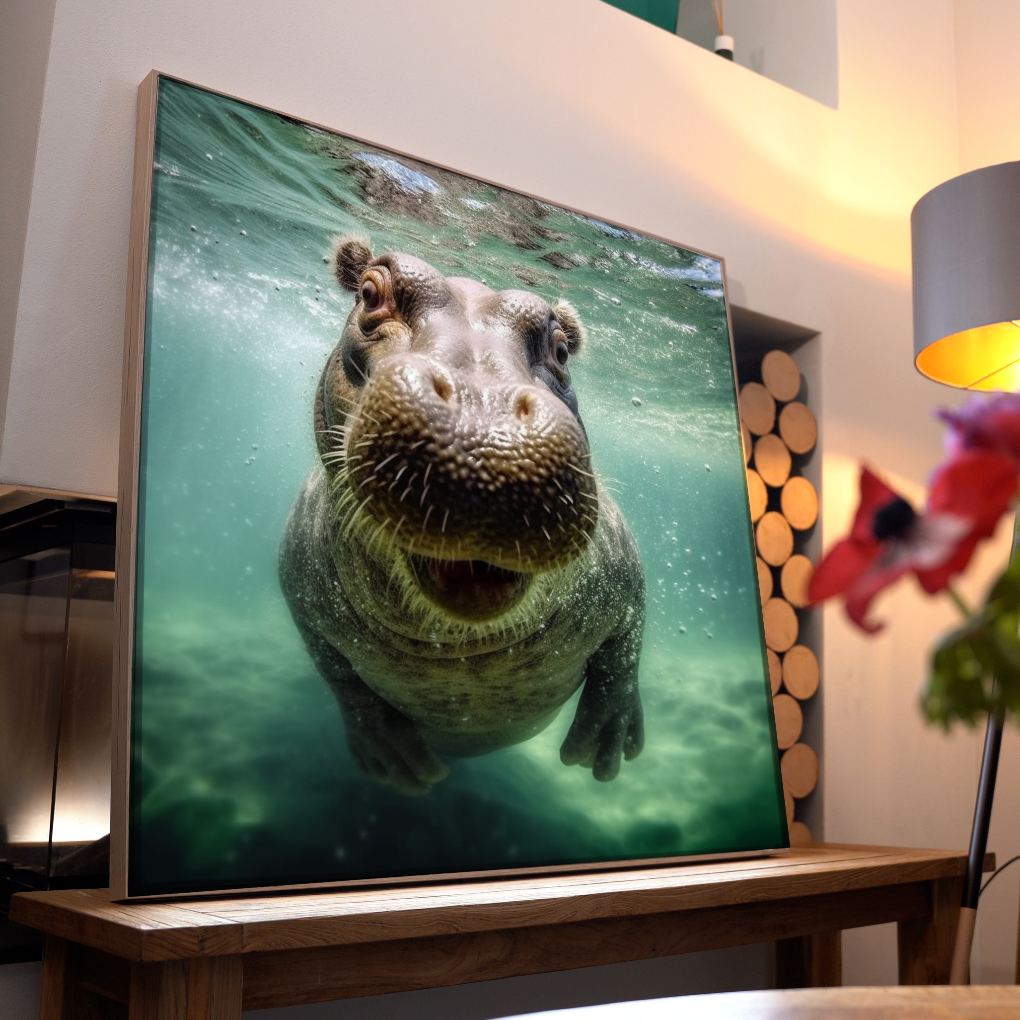 Unterwasserbegegnung Nilpferd | LED Bild