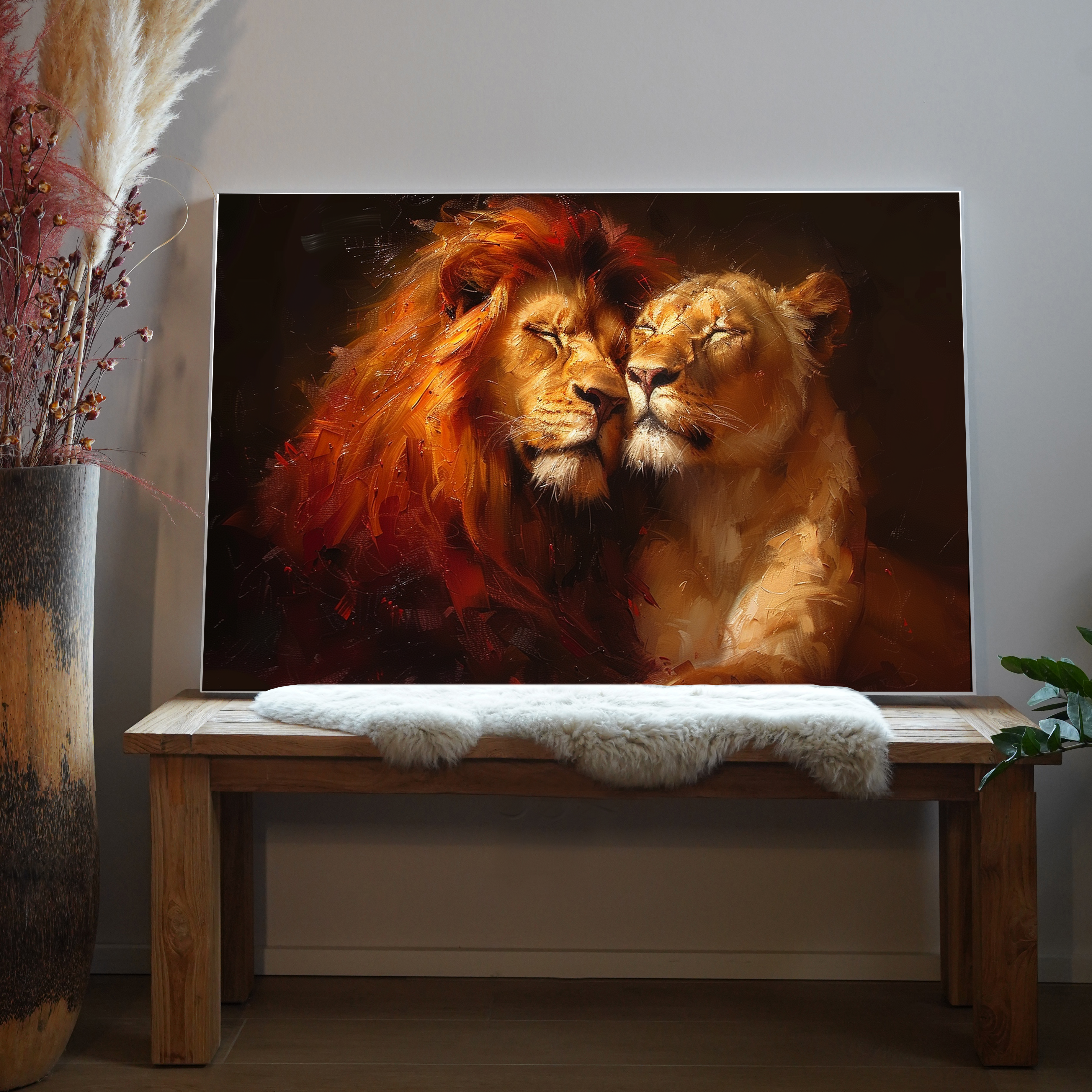 Löwenpaar Illustriert | LED Bild