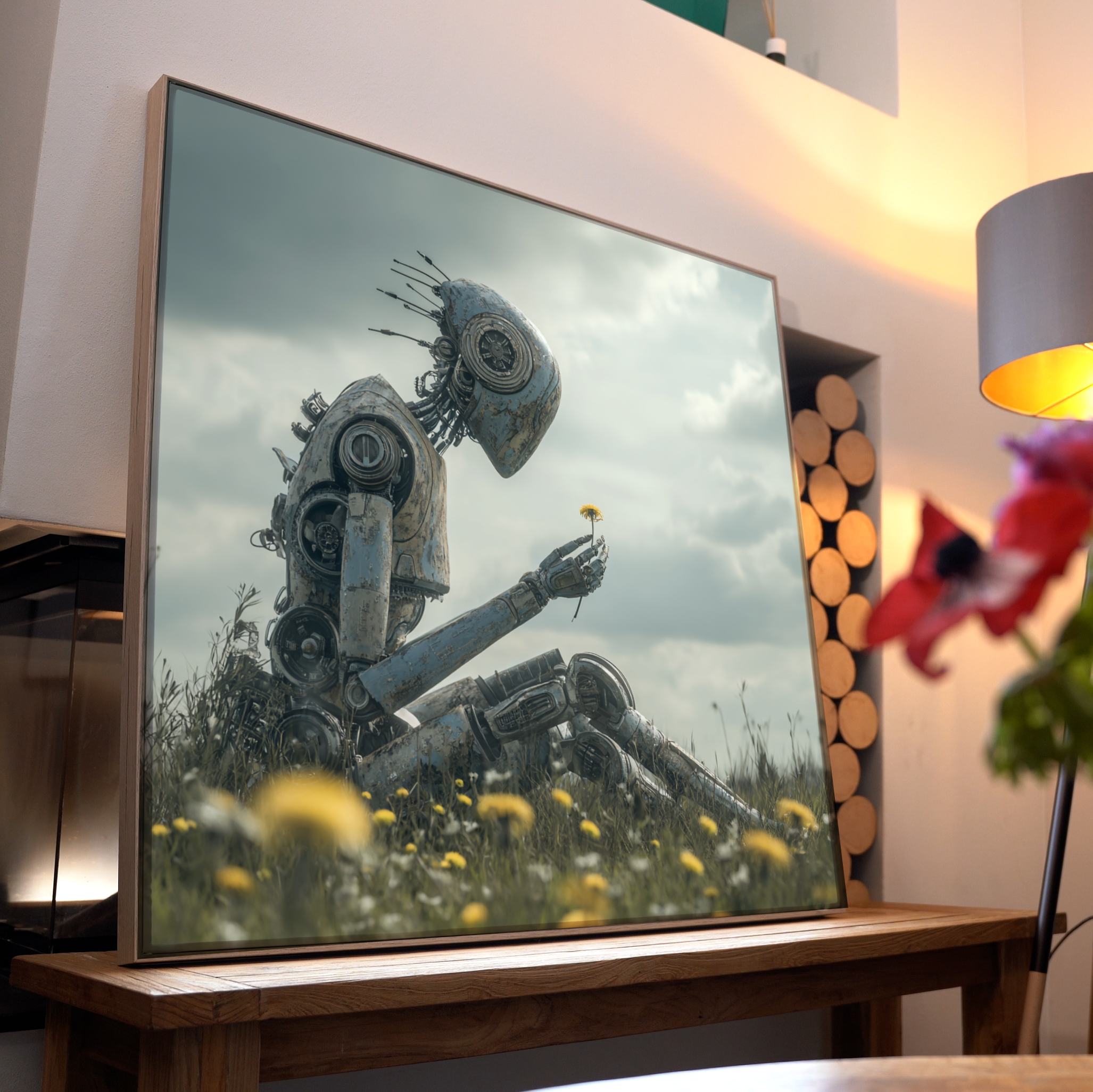 Roboter auf Blumenwiese 2 | LED Bild