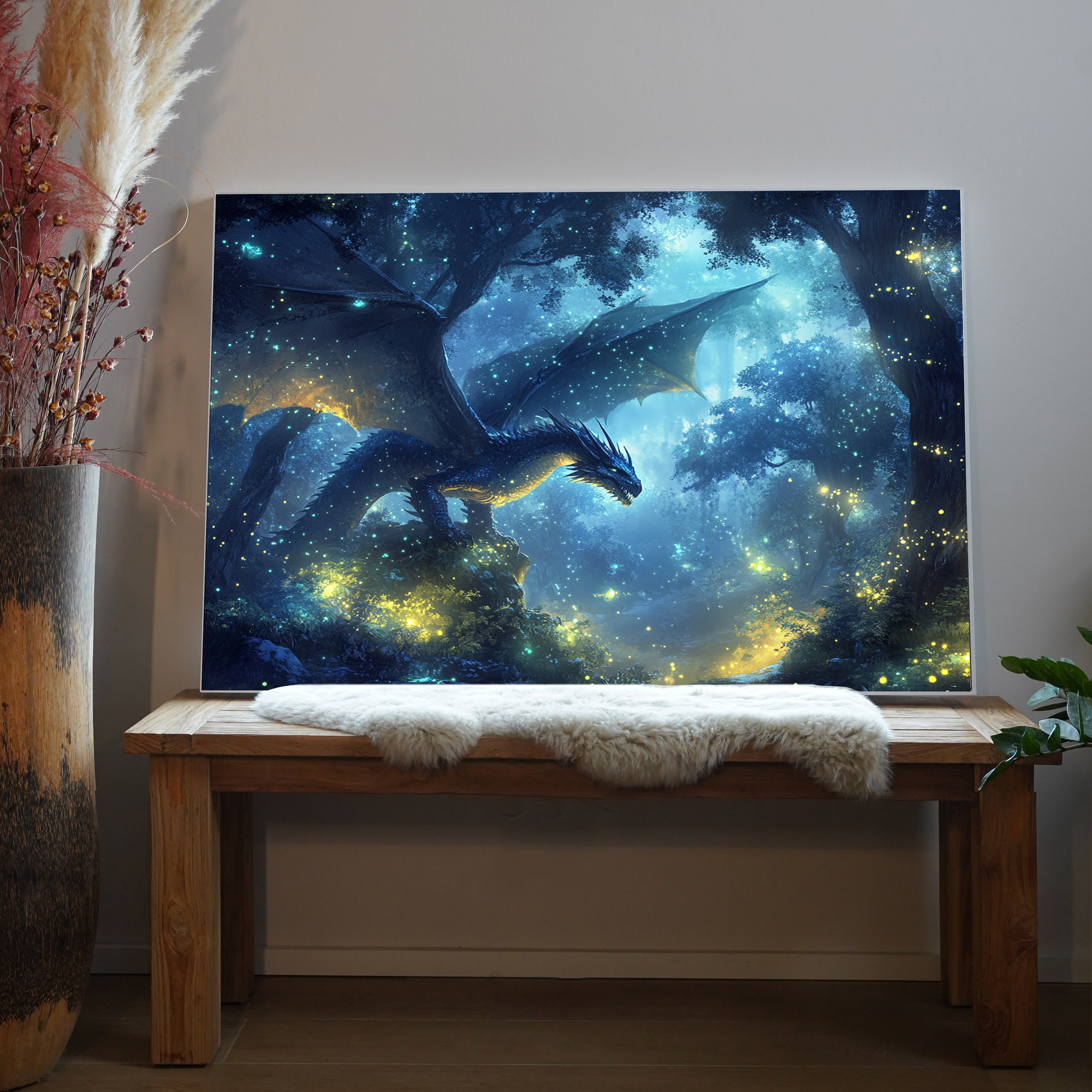 Drache in Mystischem Wald | LED Bild