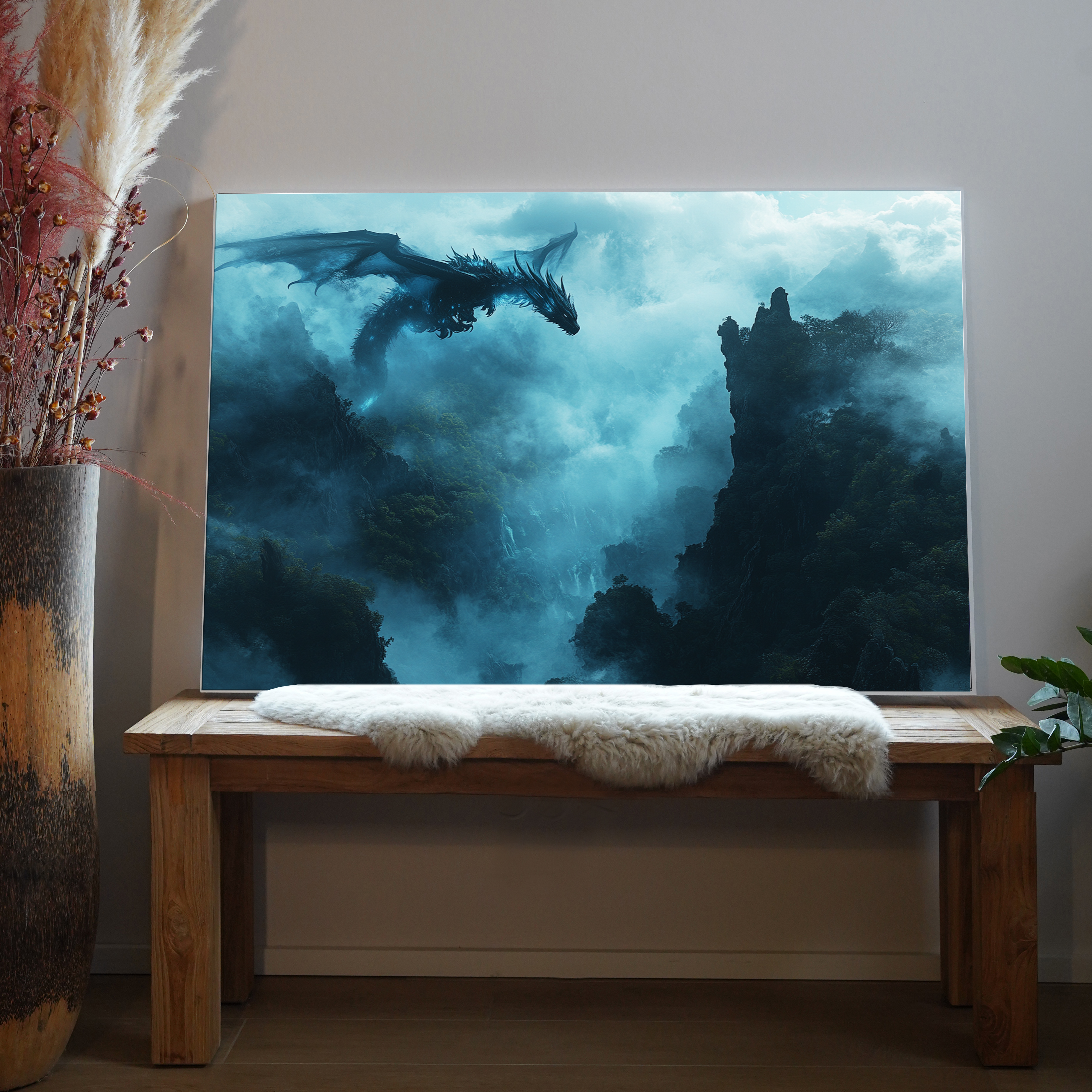 Fliegender Drache im Gebirge | LED Bild