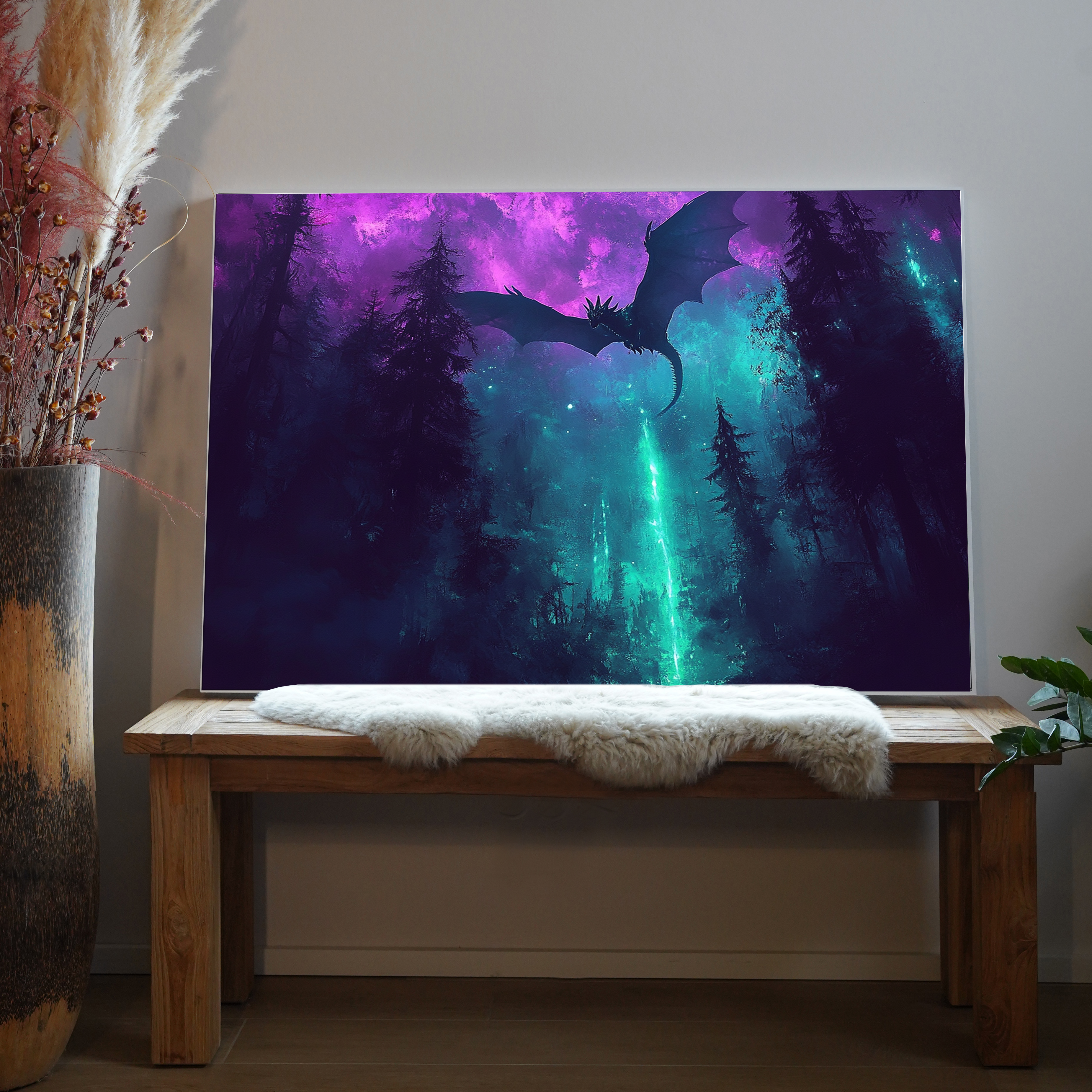 Fliegender Drache Abstrakt | LED Bild