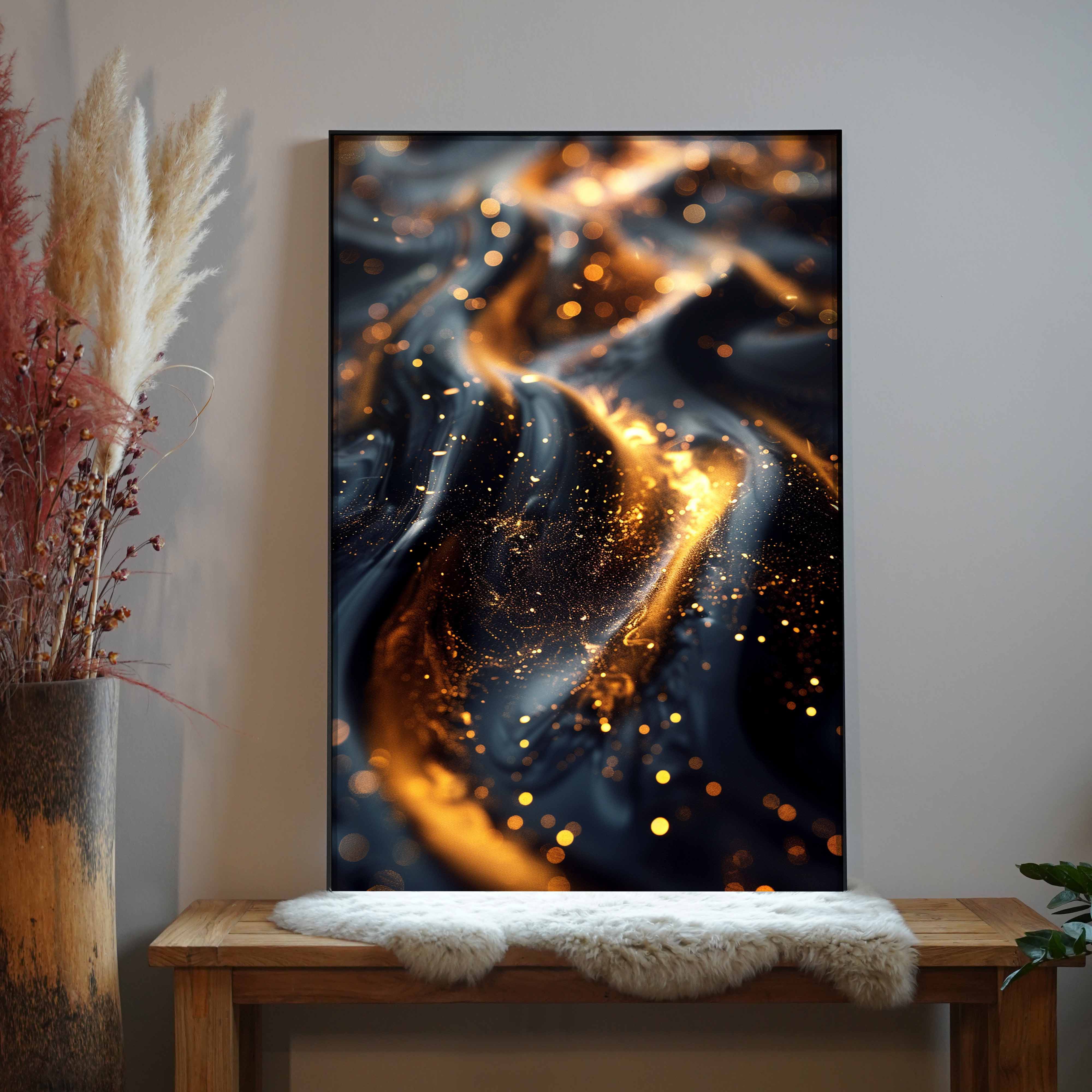 Futuristische Goldene Wellen 1 | LED Bild