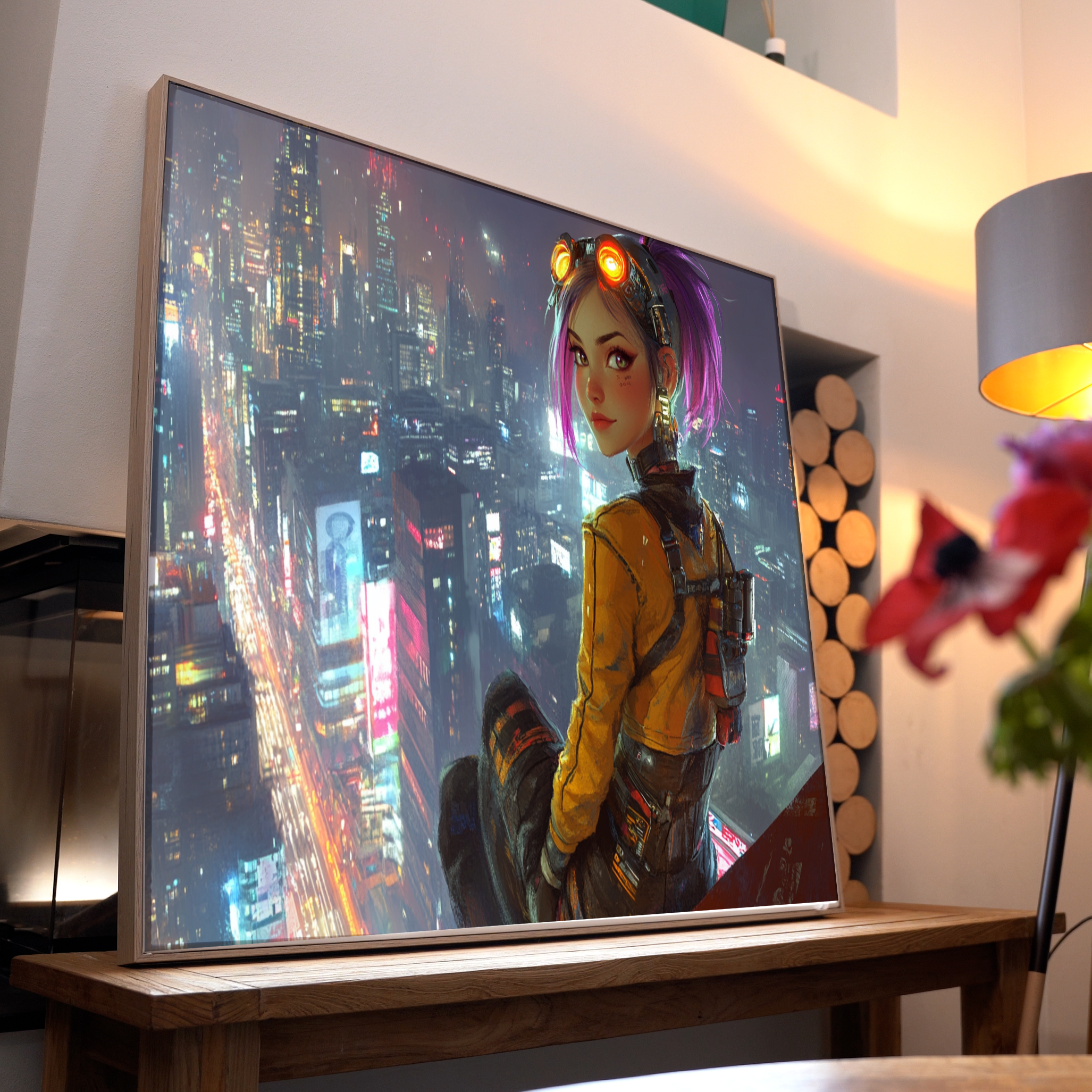 Anime Mädchen Cyberpunk 2 | LED Bild