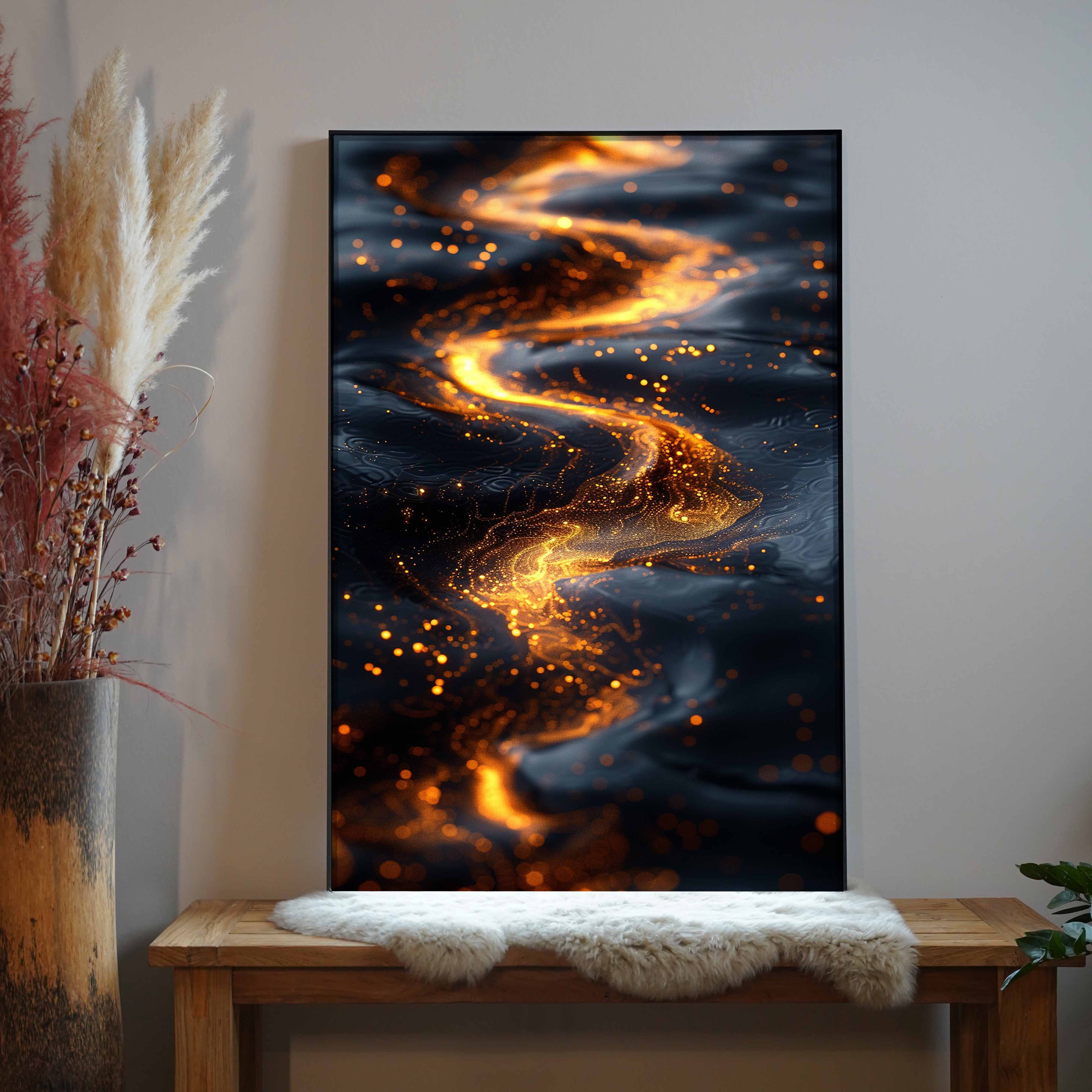 Futuristische Goldene Wellen 3 | LED Bild