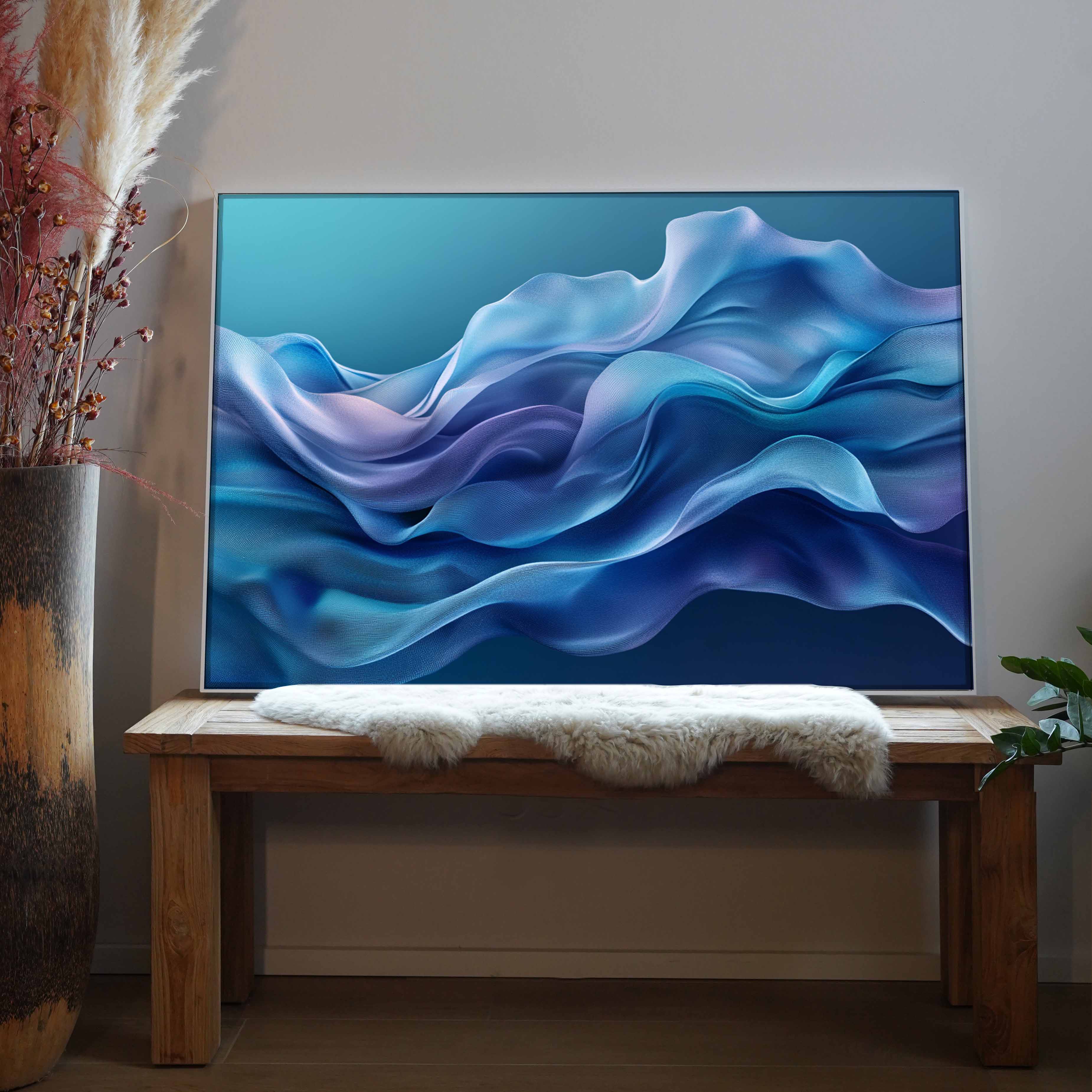 Futuristische Wellen Blau 3 | LED Bild