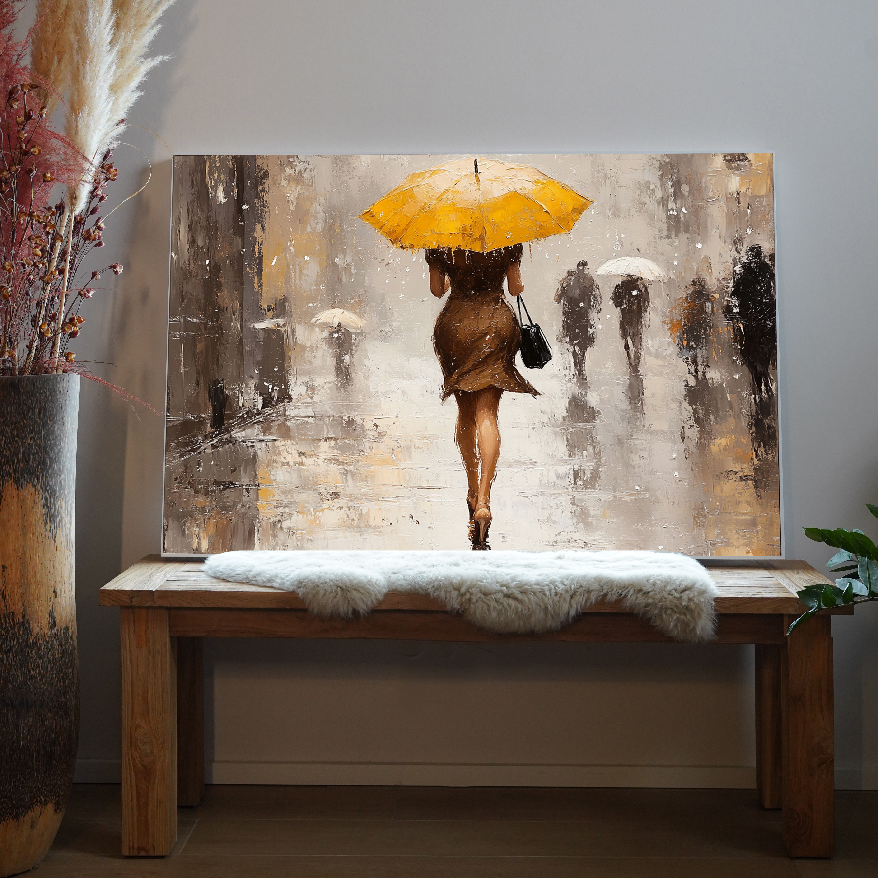 Gemälde Frau mit Regenschirm 1 | LED Bild