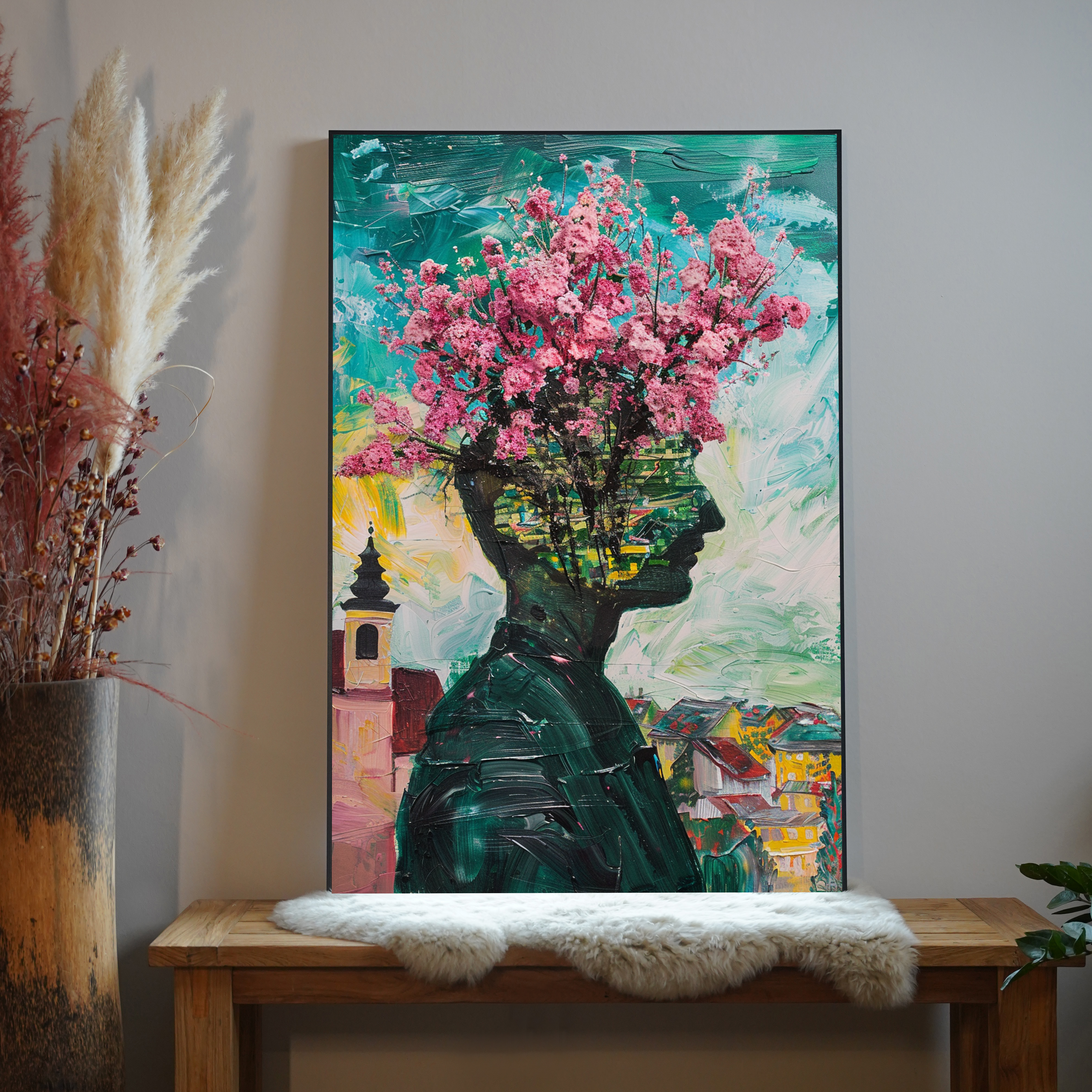 Abstrakter Blumenkopf 1 | LED Bild