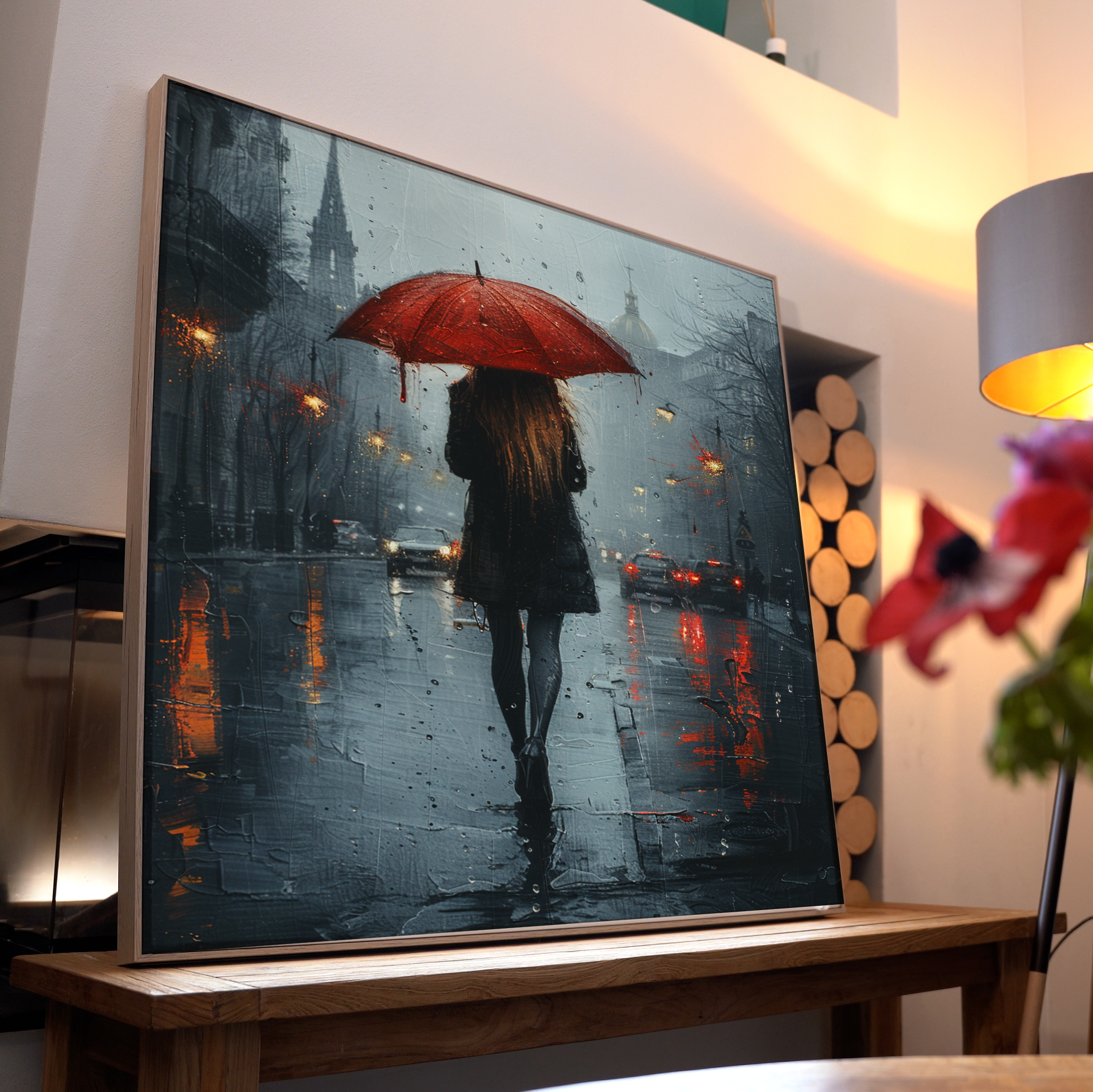 Gemälde Frau mit Regenschirm 2 | LED Bild