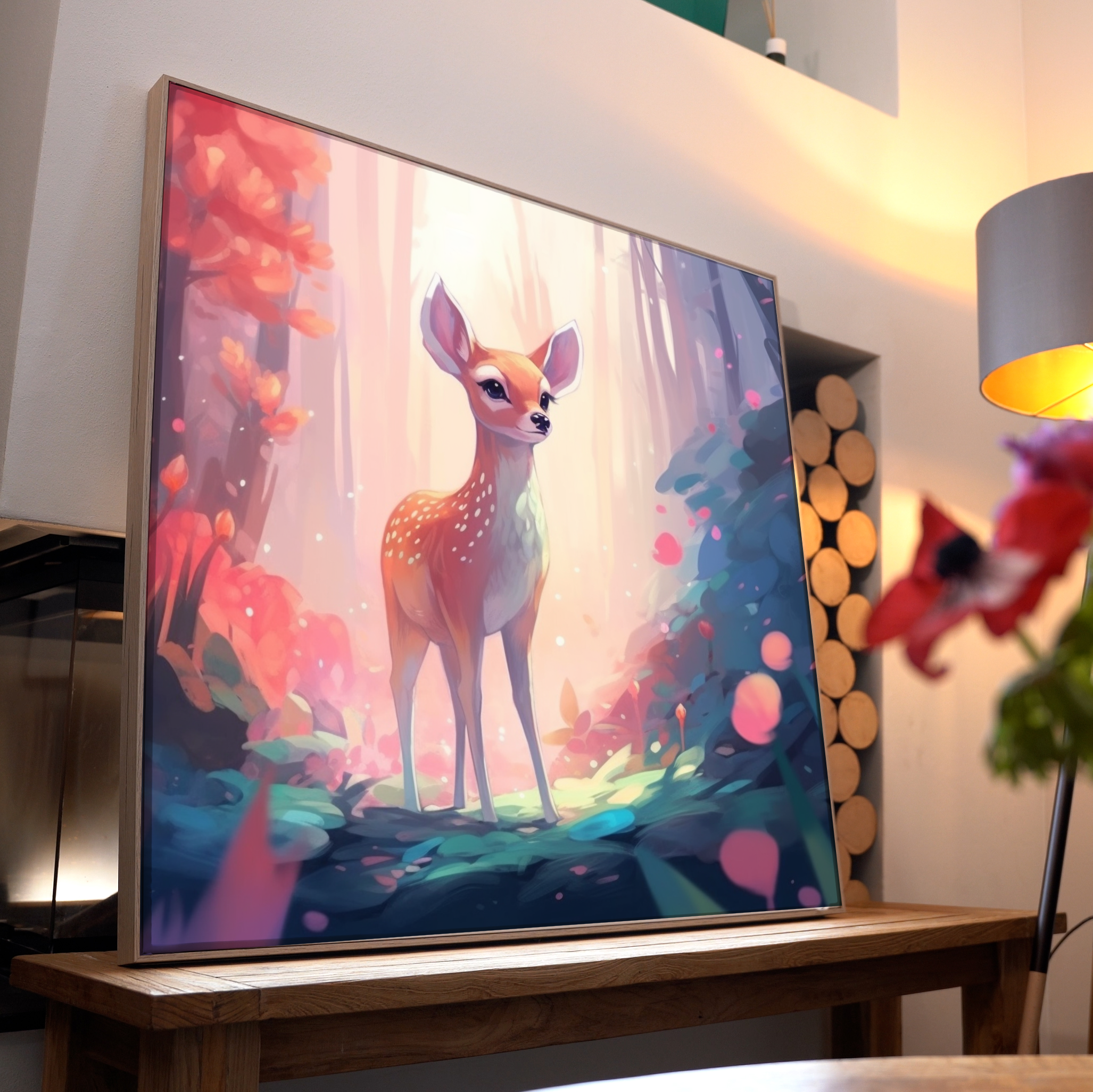 Rehkitz Freundlich Illustiert | LED Bild